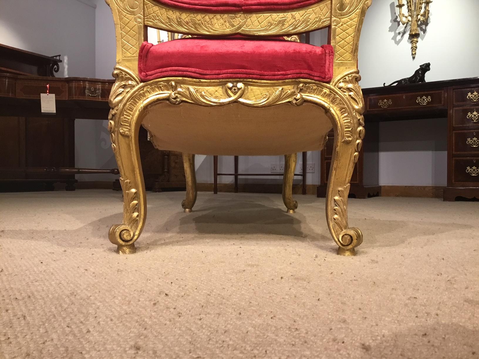 19th Century French Carved Gilt Wood Stool For Sale 2