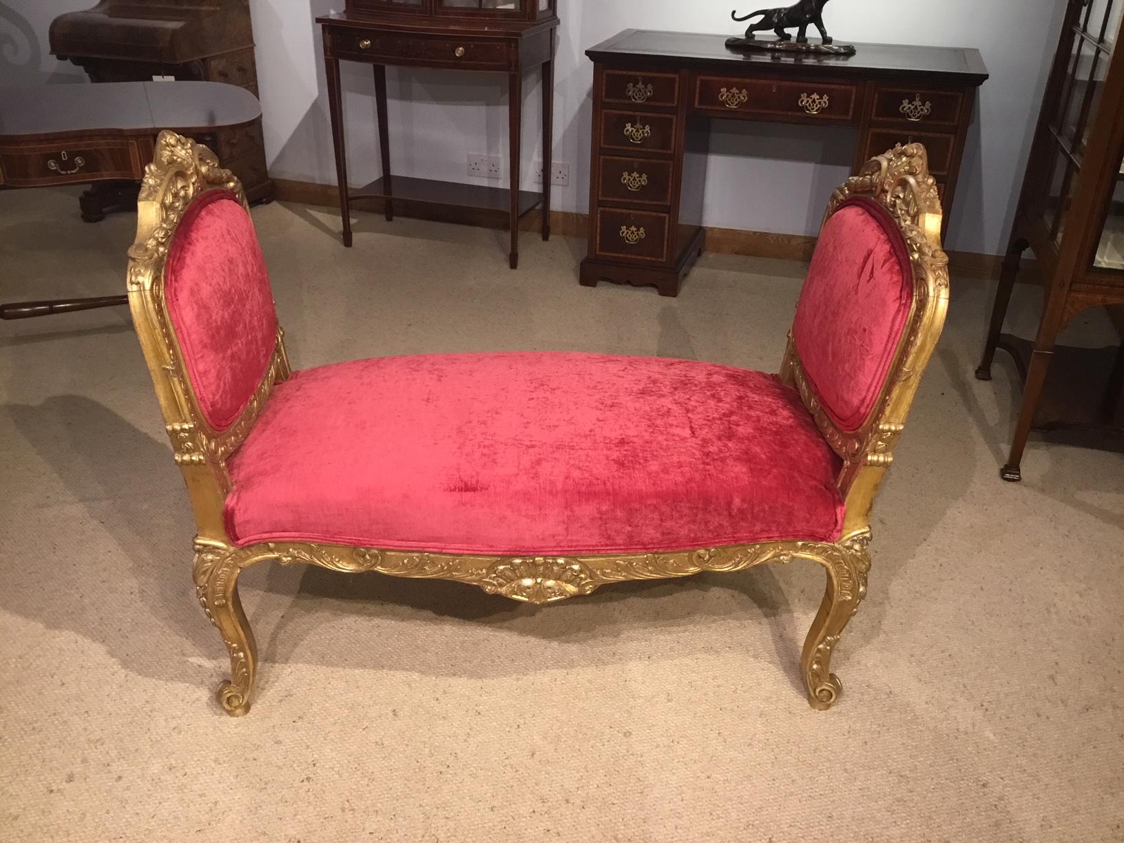 19th Century French Carved Gilt Wood Stool For Sale 3