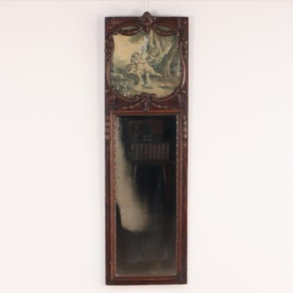 19th Century A 19th century French carved walnut console table with conforming trumeau mirror For Sale