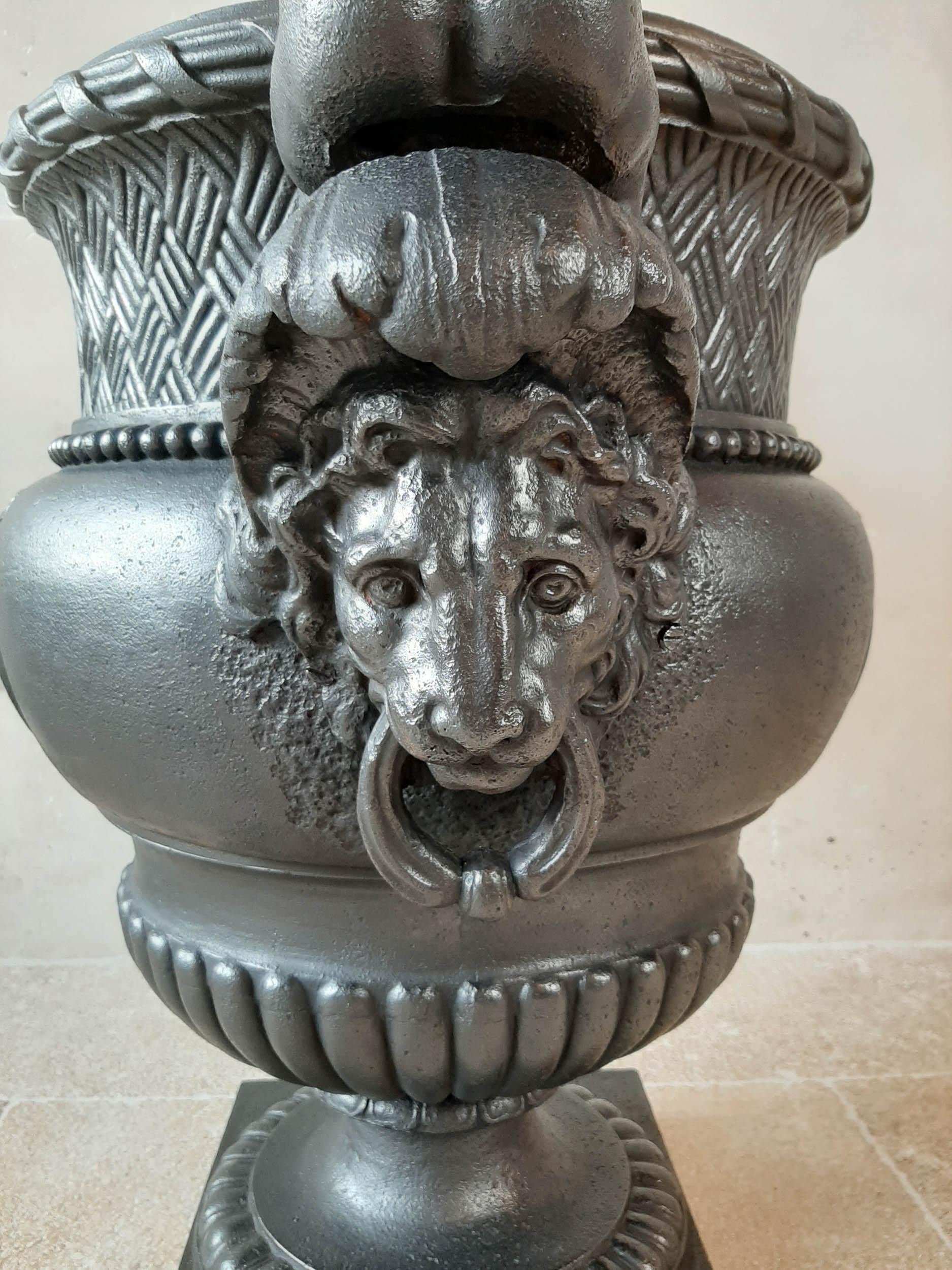 19th Century French Cast Iron Urn, Cast by A. Durenne, After Claude Ballin I For Sale 8