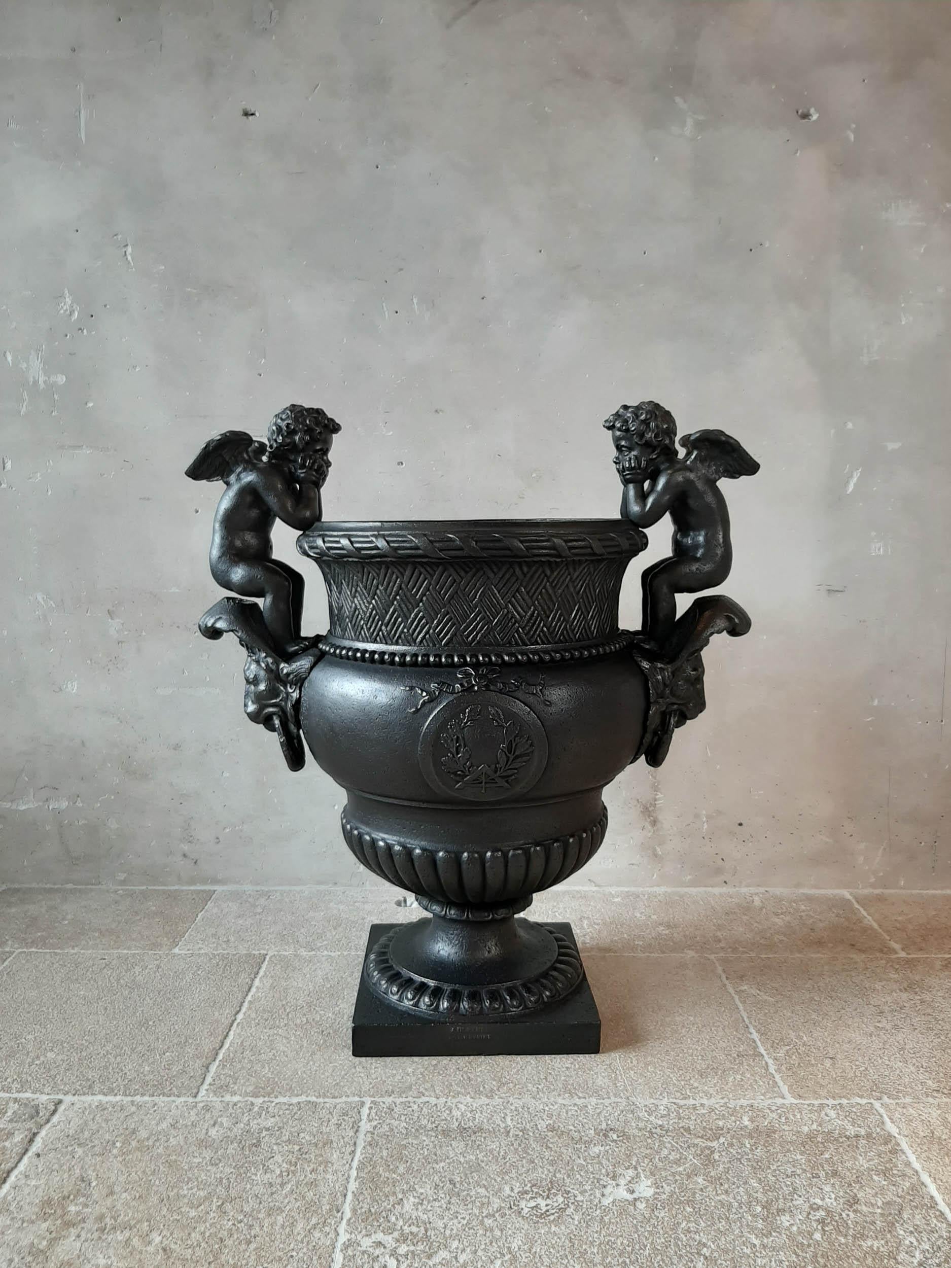 19th Century French Cast Iron Urn, Cast by A. Durenne, After Claude Ballin I For Sale 10