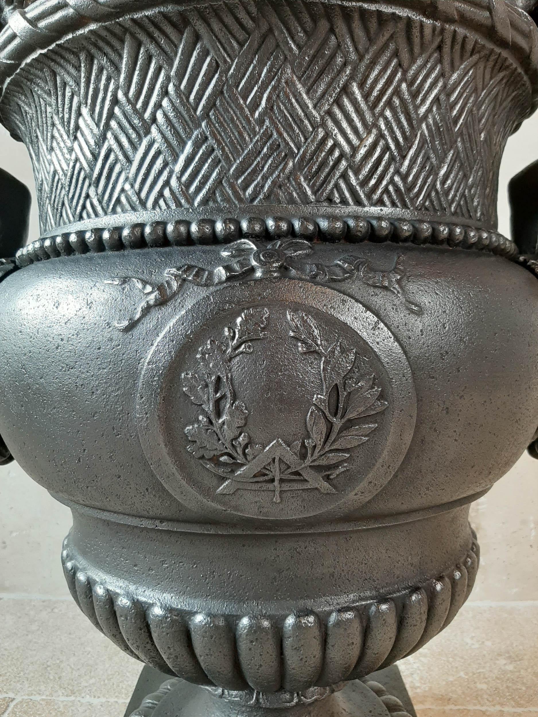 19th Century French Cast Iron Urn, Cast by A. Durenne, After Claude Ballin I For Sale 3