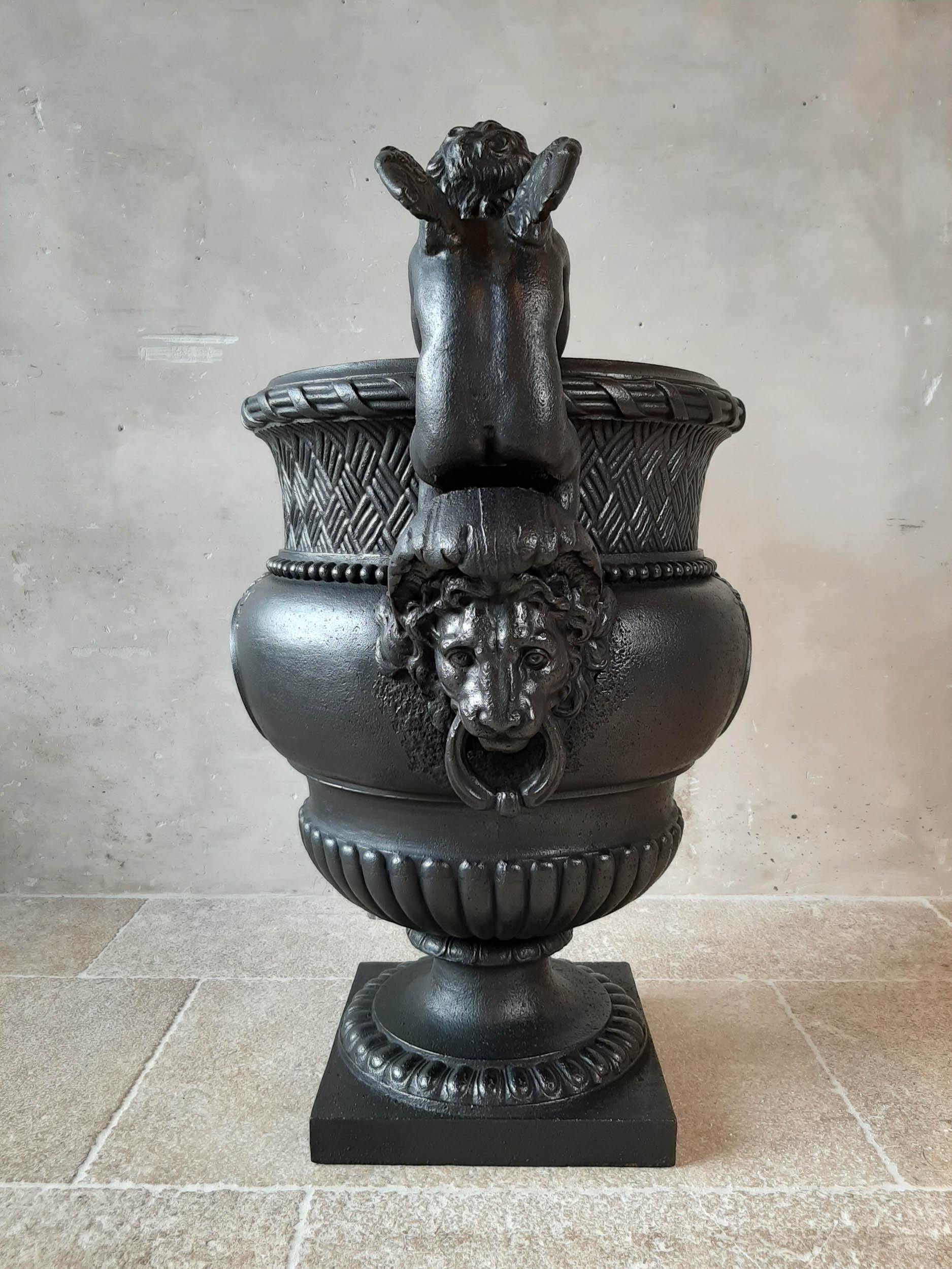 19th Century French Cast Iron Urn, Cast by A. Durenne, After Claude Ballin I For Sale 5