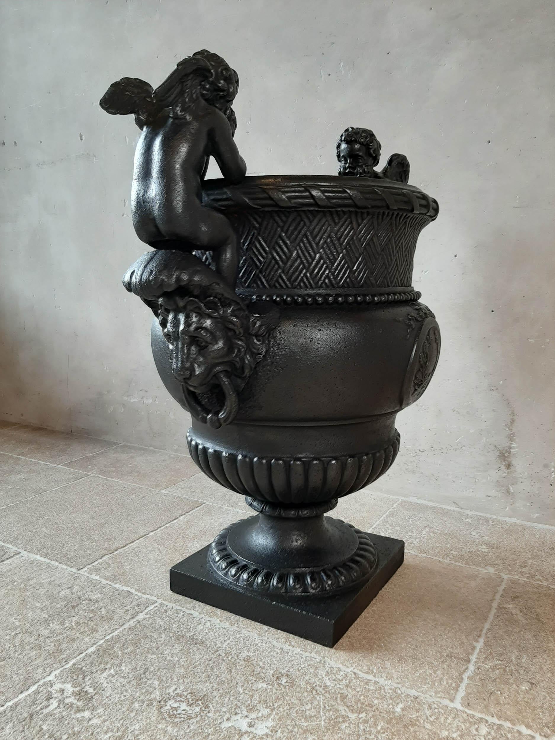 19th Century French Cast Iron Urn, Cast by A. Durenne, After Claude Ballin I For Sale 6