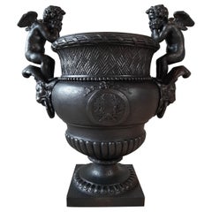 19th Century French Cast Iron Urn, Cast by A. Durenne, After Claude Ballin I