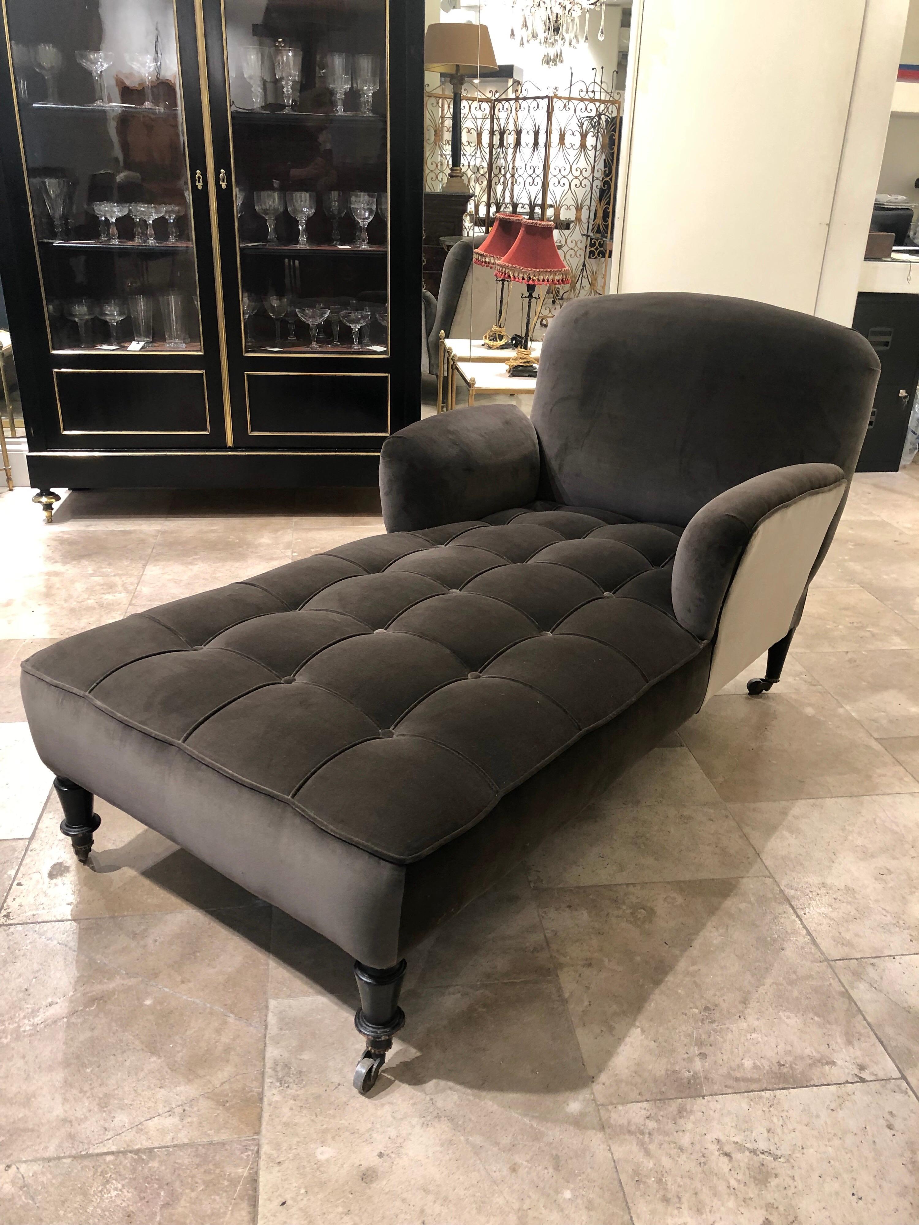 Französische Chaise Lounge aus dem 19. (Abgesteppt) im Angebot