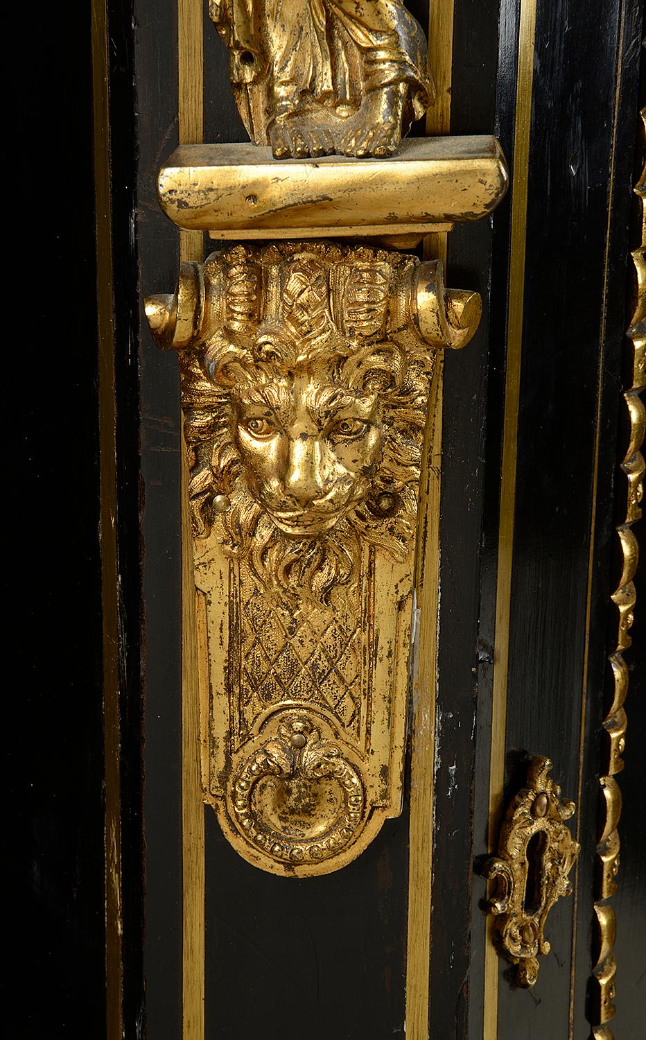 Ormolu A 19th Century French Ebonised Pier / Side Cabinet For Sale