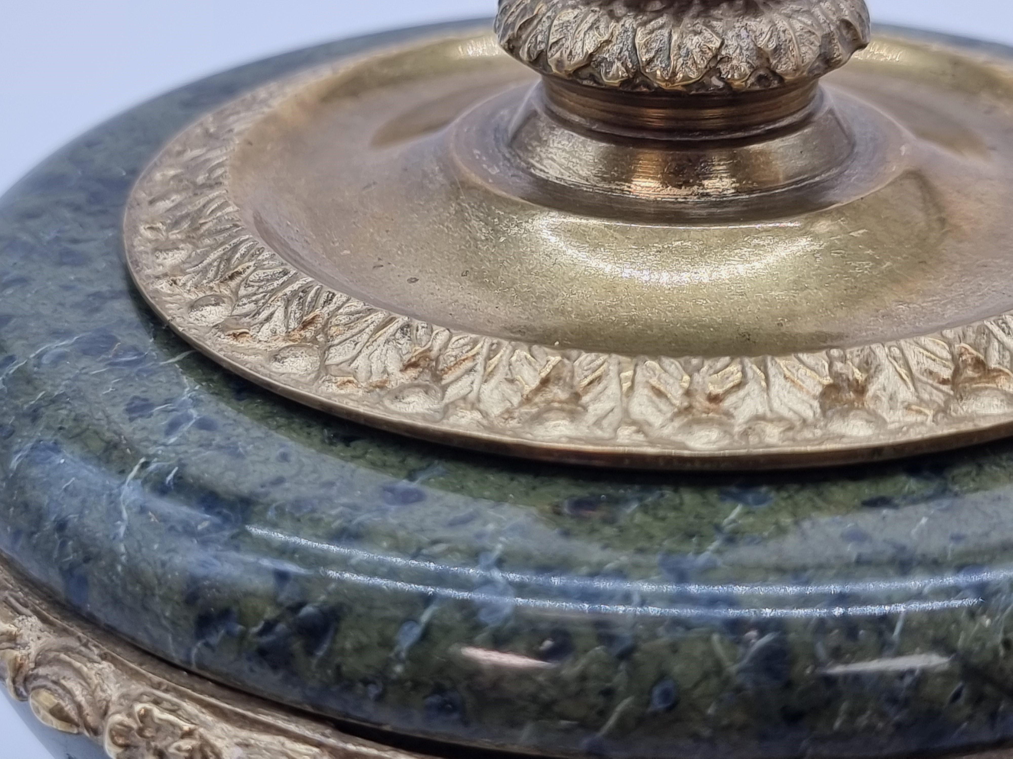 A 19th century  French Empire green figured marble and ormolu inkstand C 1870 For Sale 7