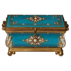 19th Century French Enameled Porcelain and Ormolu-Mounted Jewelry Casket