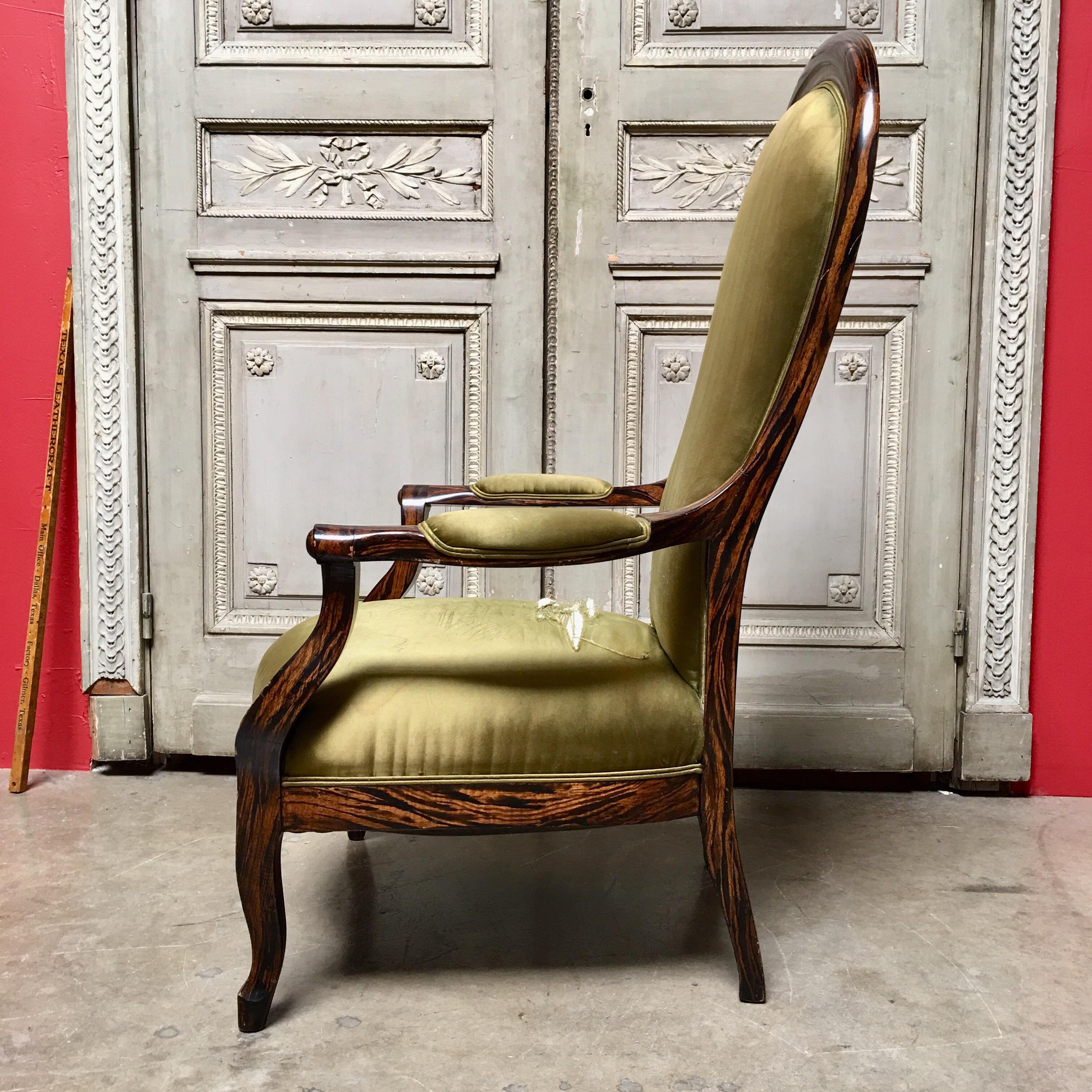 Faux Bois 19th Century French Faux Rosewood Voltaire Chair For Sale