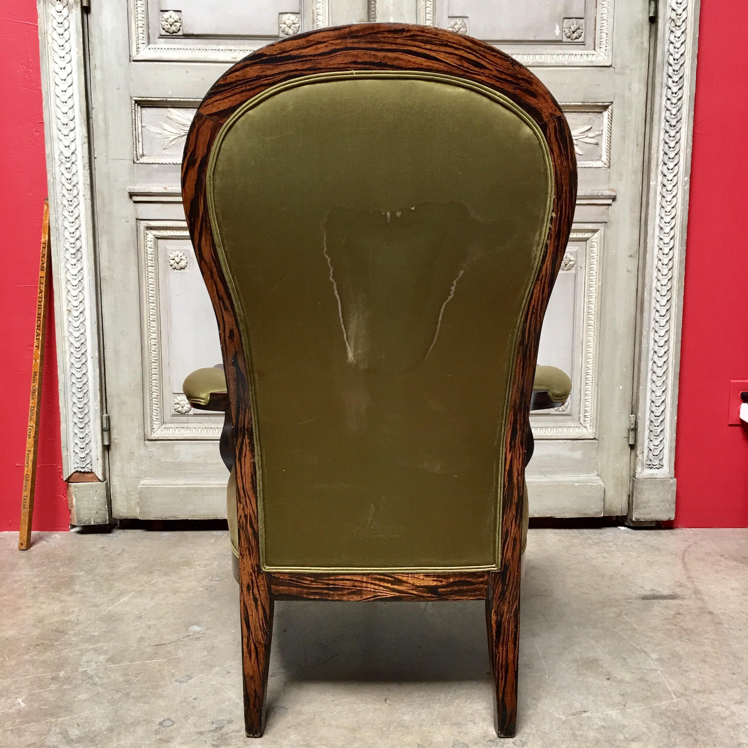 19th Century French Faux Rosewood Voltaire Chair In Good Condition For Sale In Dallas, TX