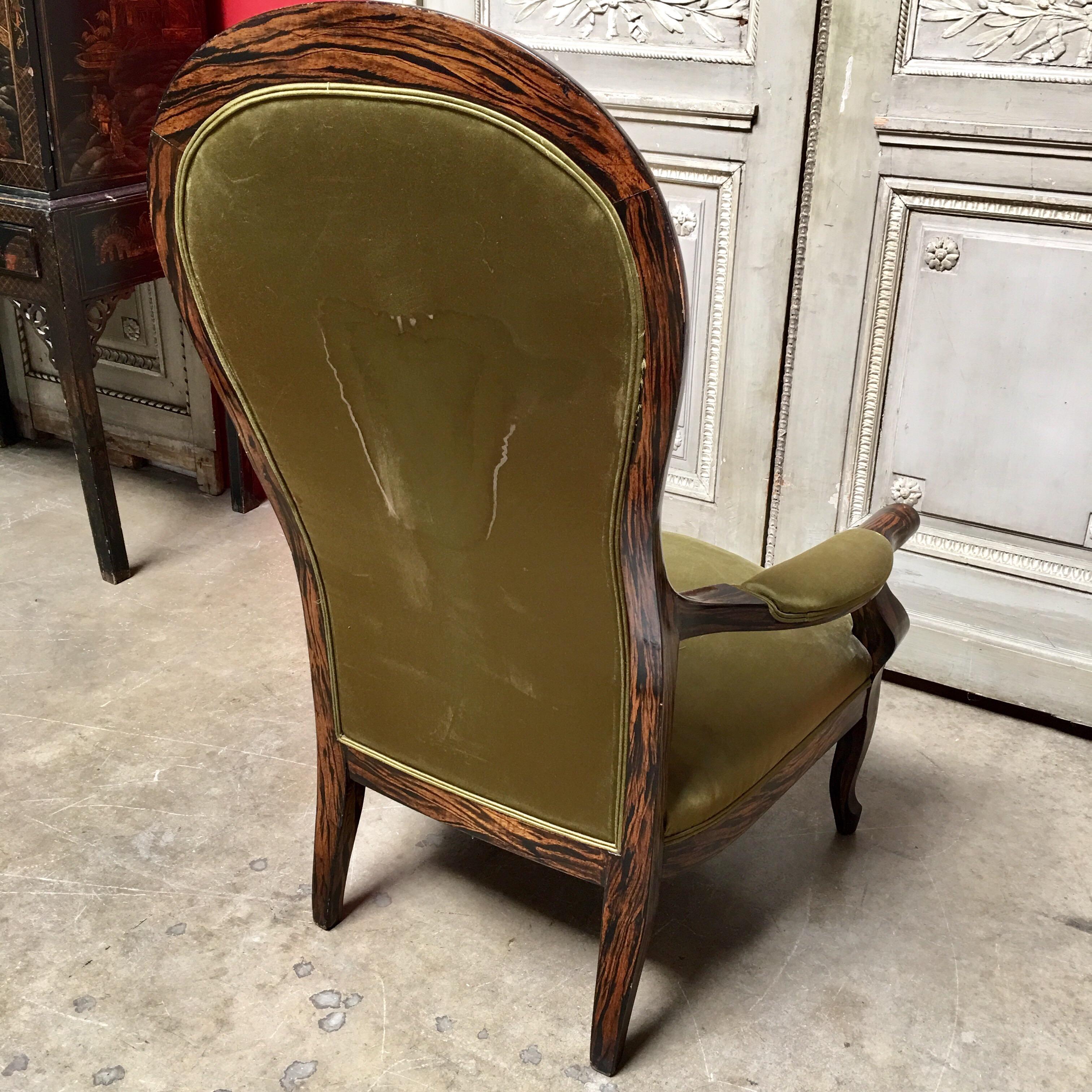 Wood 19th Century French Faux Rosewood Voltaire Chair For Sale