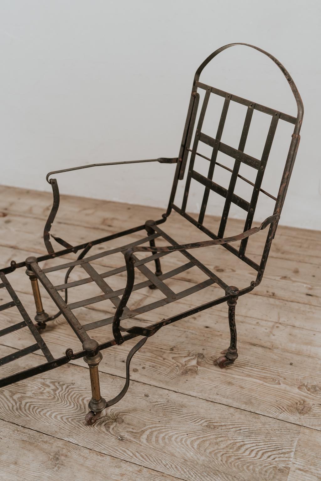 Brass 19th Century French Folding Iron Chair