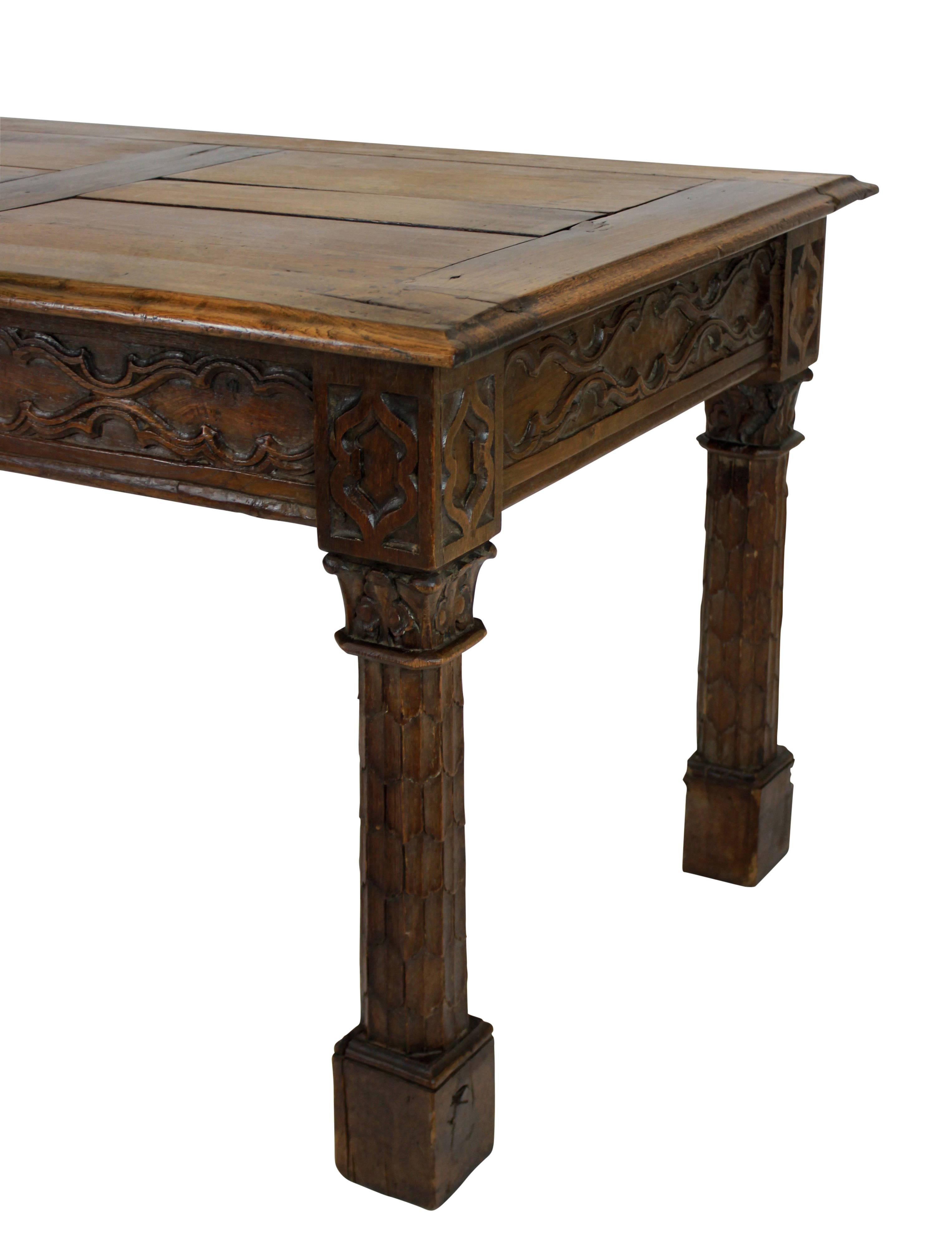 19th Century French Gothic Revival Oak Center Table In Good Condition In London, GB