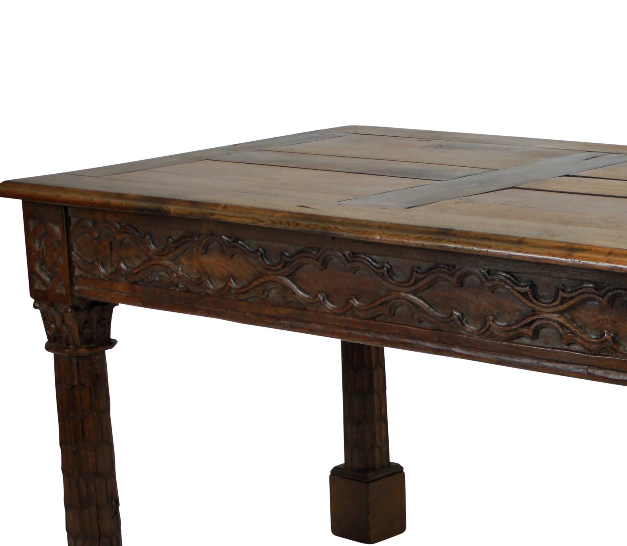 Early 19th Century 19th Century French Gothic Revival Oak Center Table