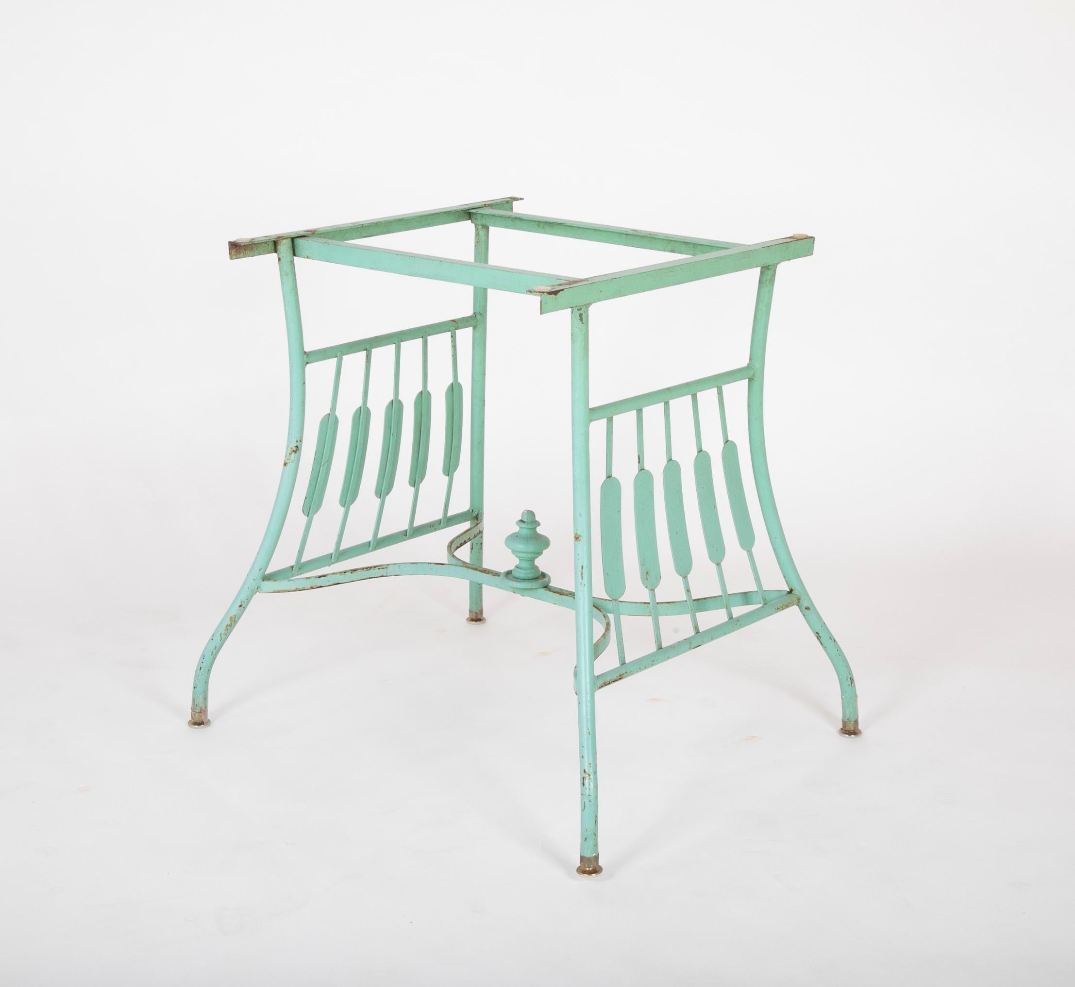 19th Century French Iron Glass Top Dining Table with Four Matching Chairs 4