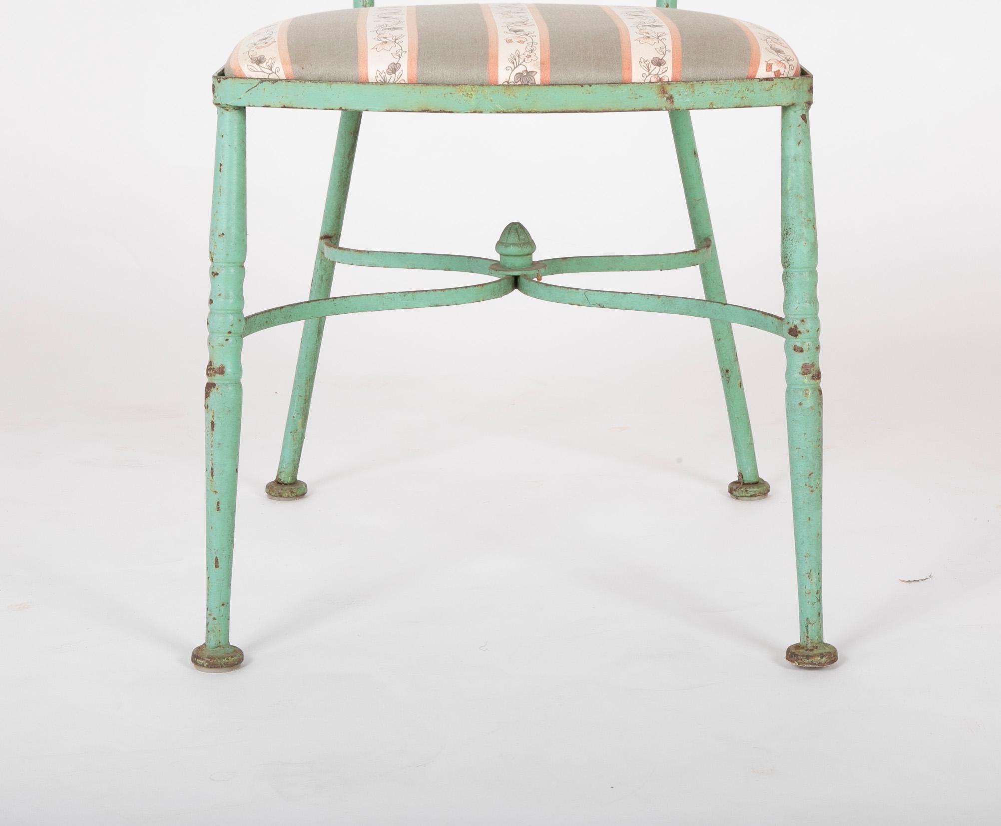Französischer Esstisch mit eiserner Glasplatte aus dem 19. Jahrhundert und vier passenden Stühlen 14