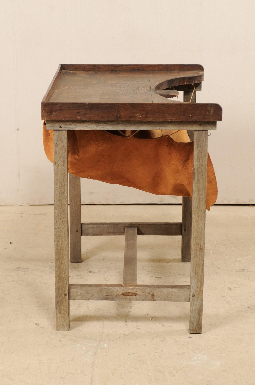 19th Century French Jeweler's Work Bench Table with Suspended Leather Catch 3