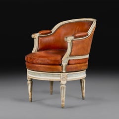 A 19th Century French Leather and Painted Wood Desk Chair