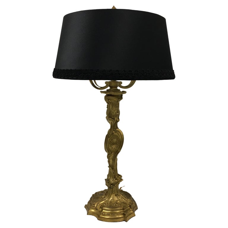 19th. Century French Louis XV St. Candlestick Lamp, Signed Gagneau