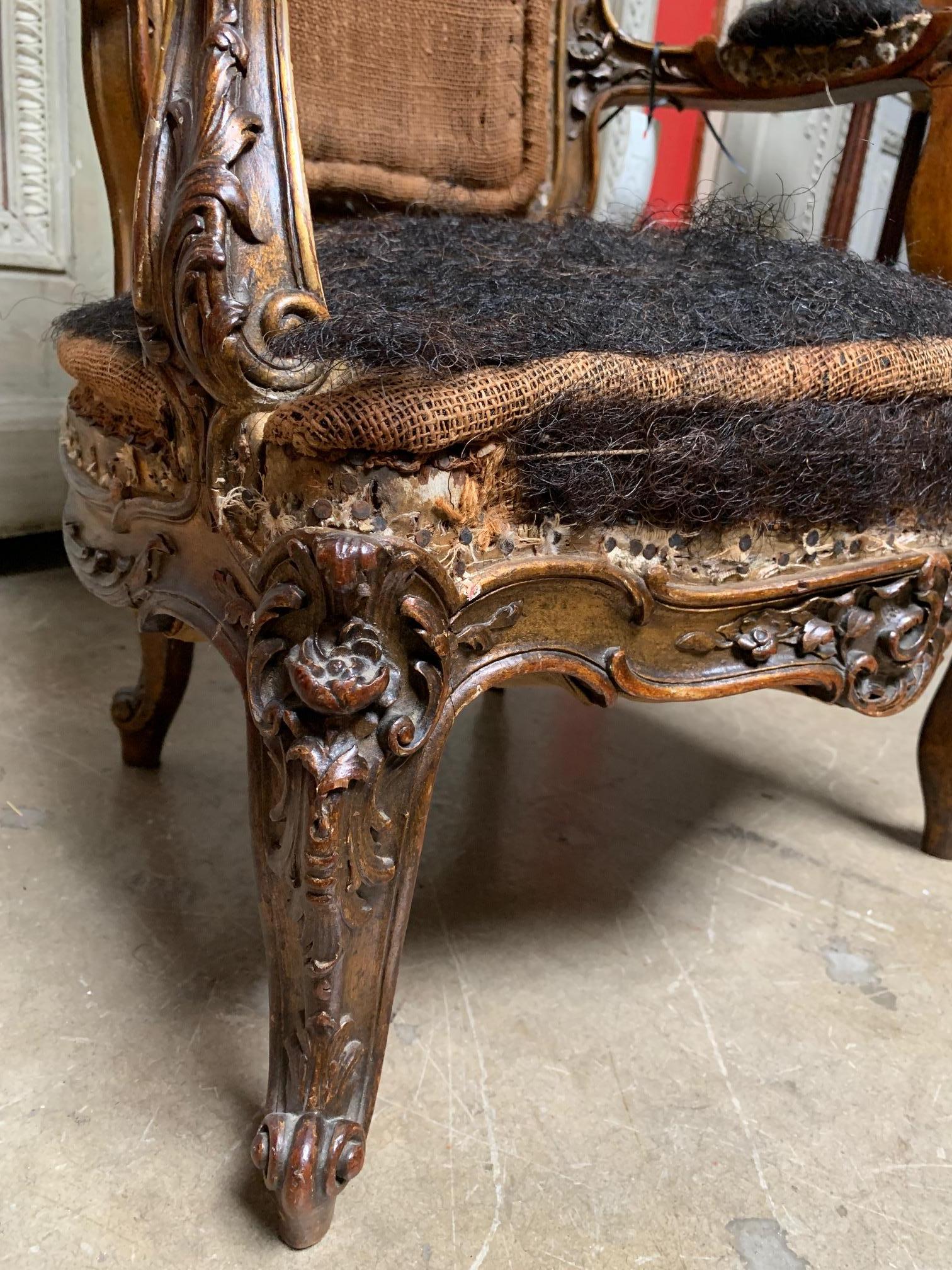 19th Century French Louis XV Style Carved and Giltwood Childs Chair For Sale 7