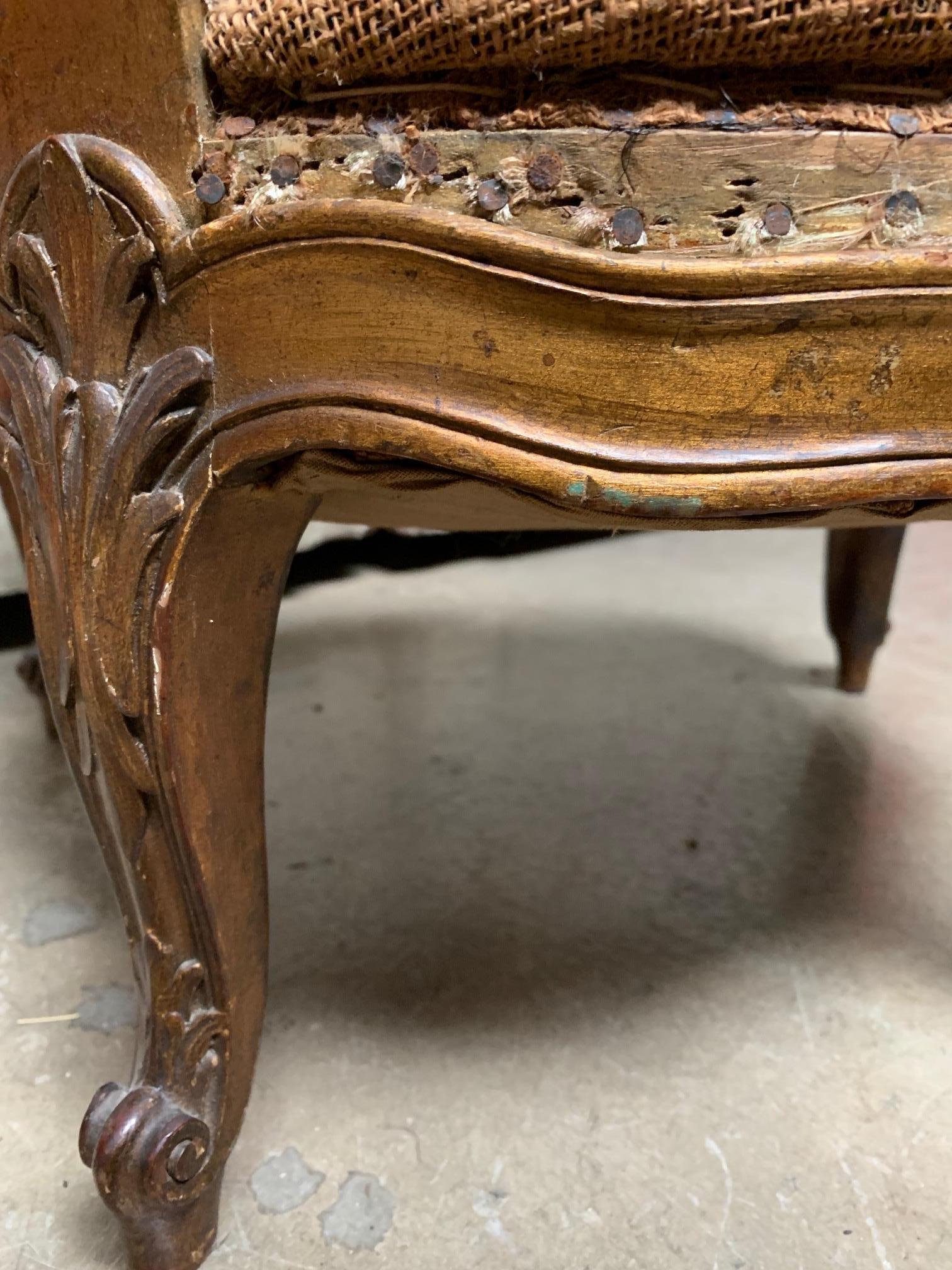 19th Century French Louis XV Style Carved and Giltwood Childs Chair For Sale 8