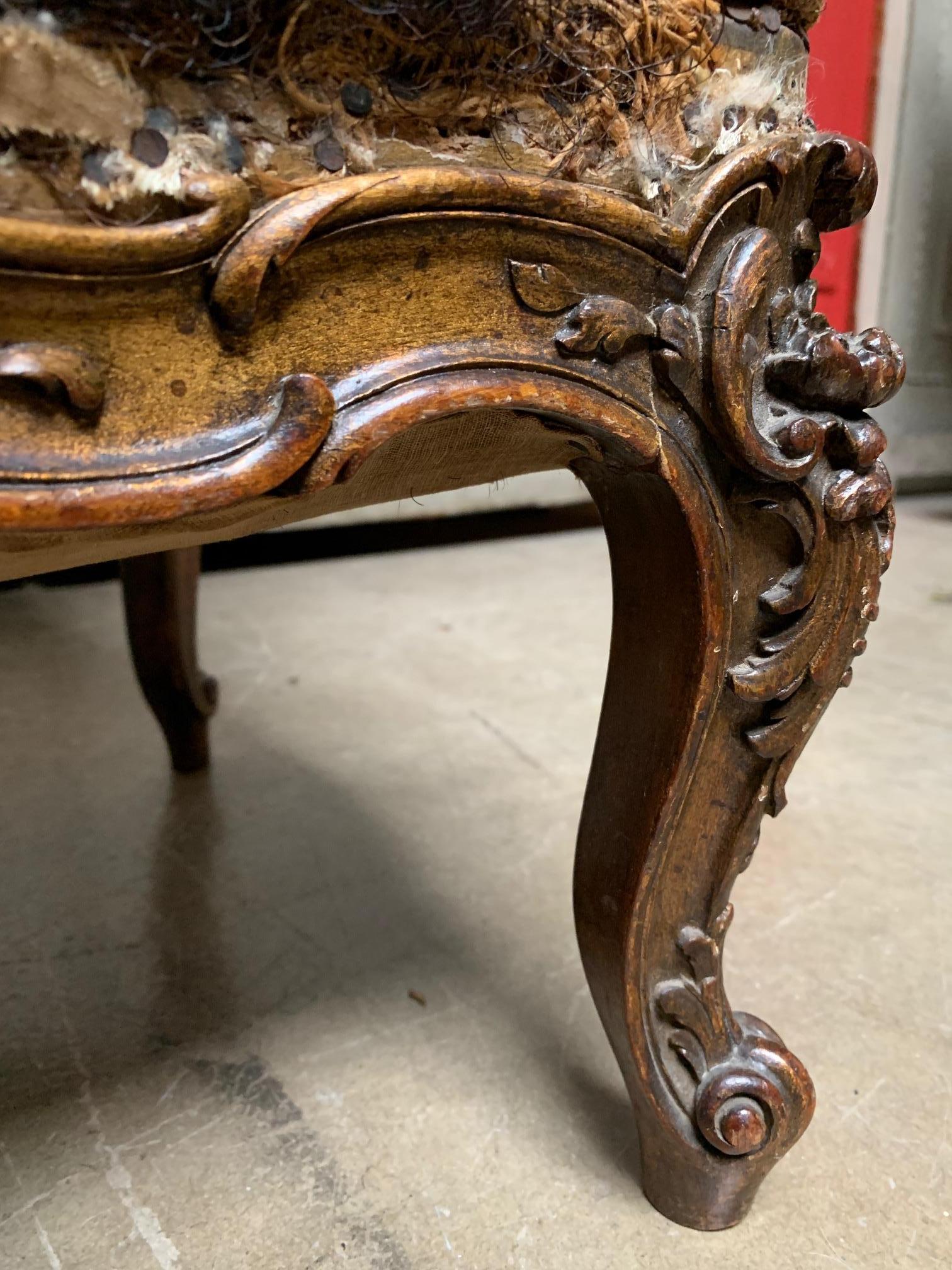 19th Century French Louis XV Style Carved and Giltwood Childs Chair For Sale 9