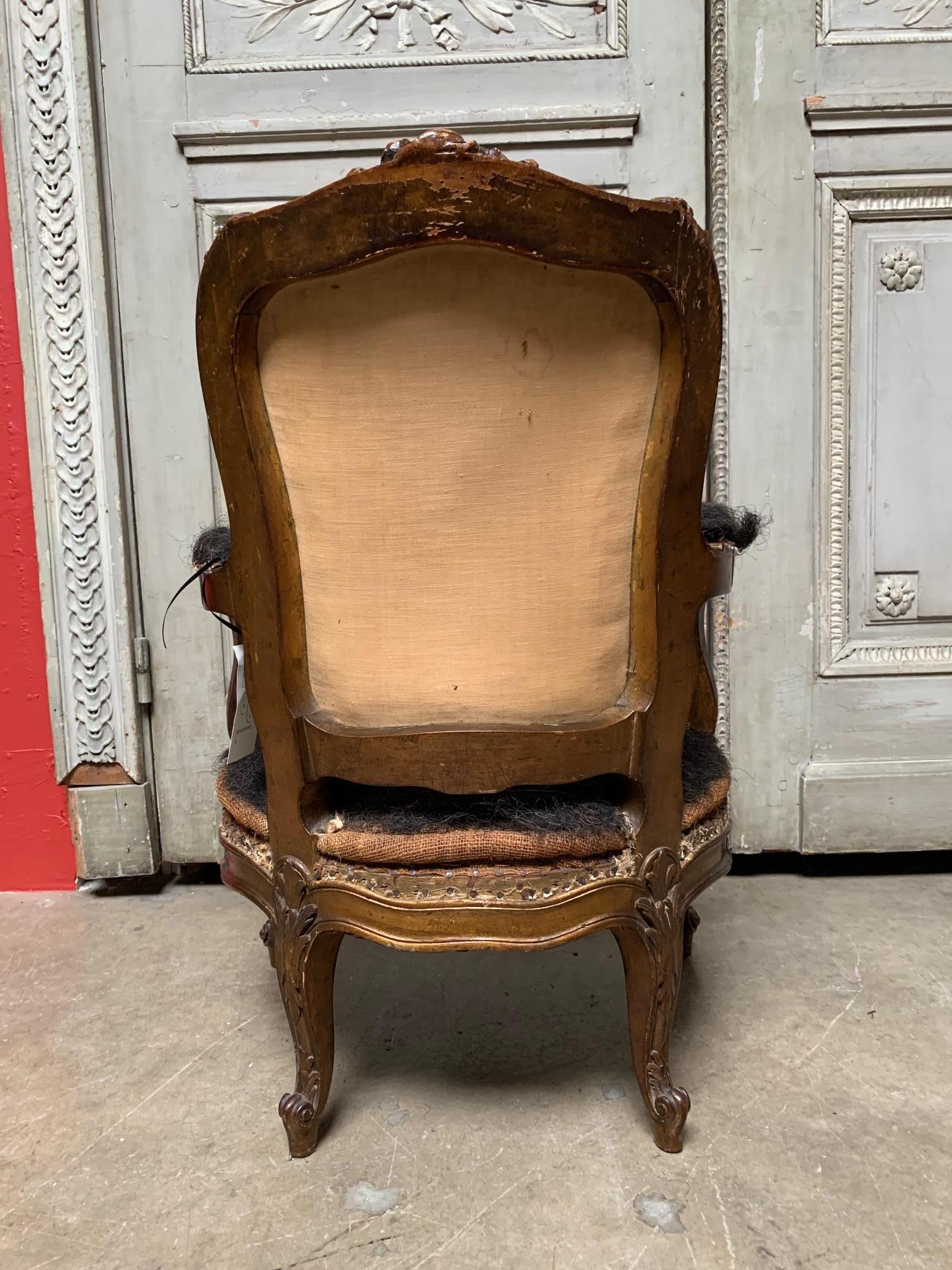Wood 19th Century French Louis XV Style Carved and Giltwood Childs Chair For Sale