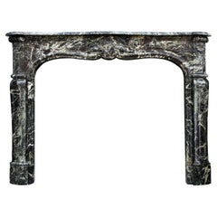 19th Century French Louis XV Style Fireplace in Green Tinos Marble