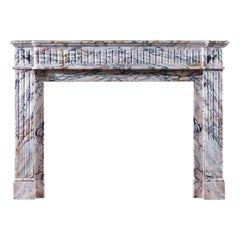 19th Century French Louis XVI Fireplace in Breche Violette Marble