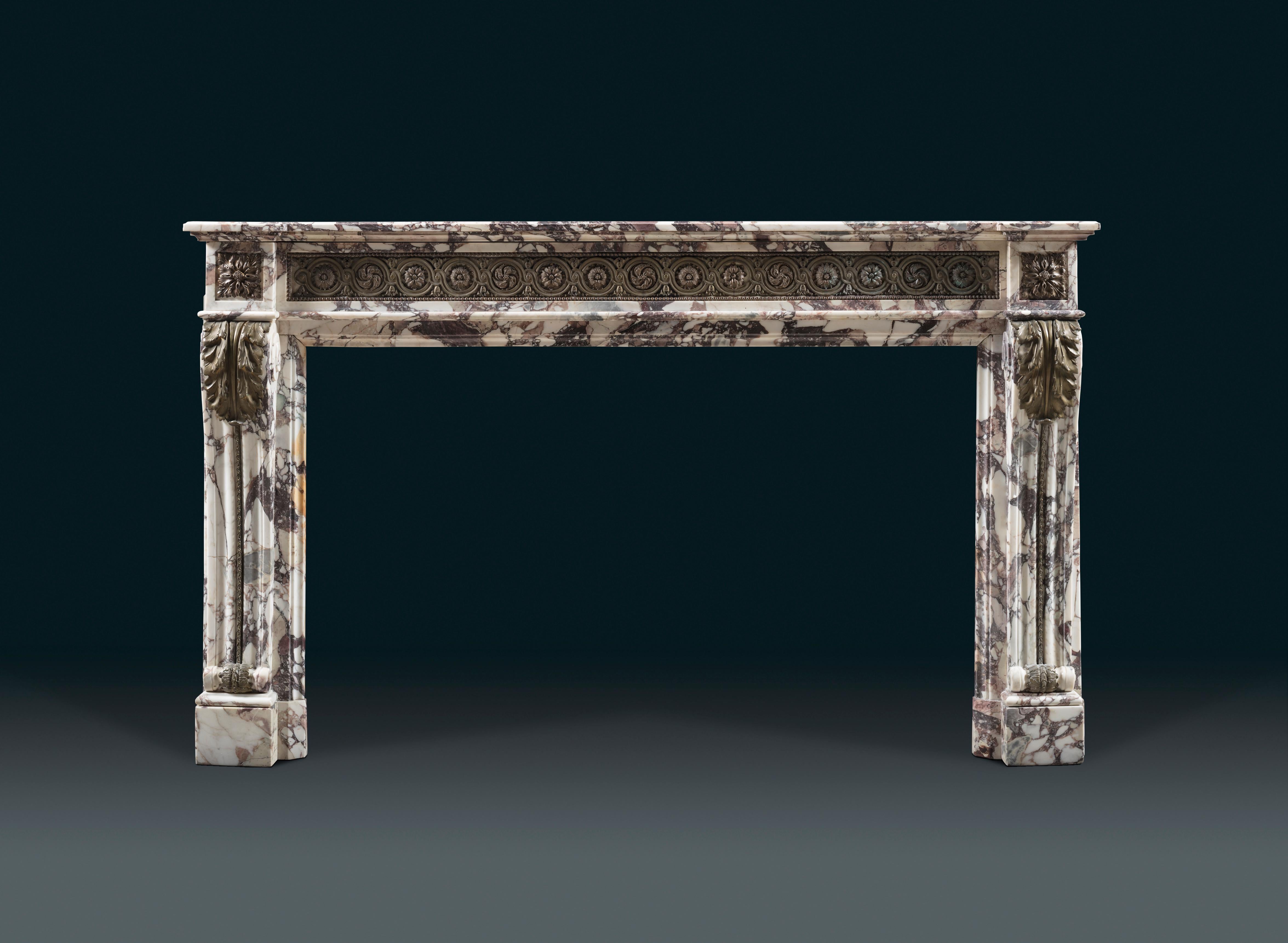 19th Century A 19th century French Louis XVI style Chimneypiece in Breche Violette