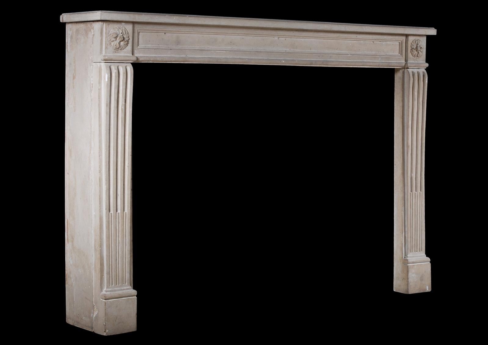 19th Century French Louis XVI Style Stone Fireplace In Good Condition For Sale In London, GB