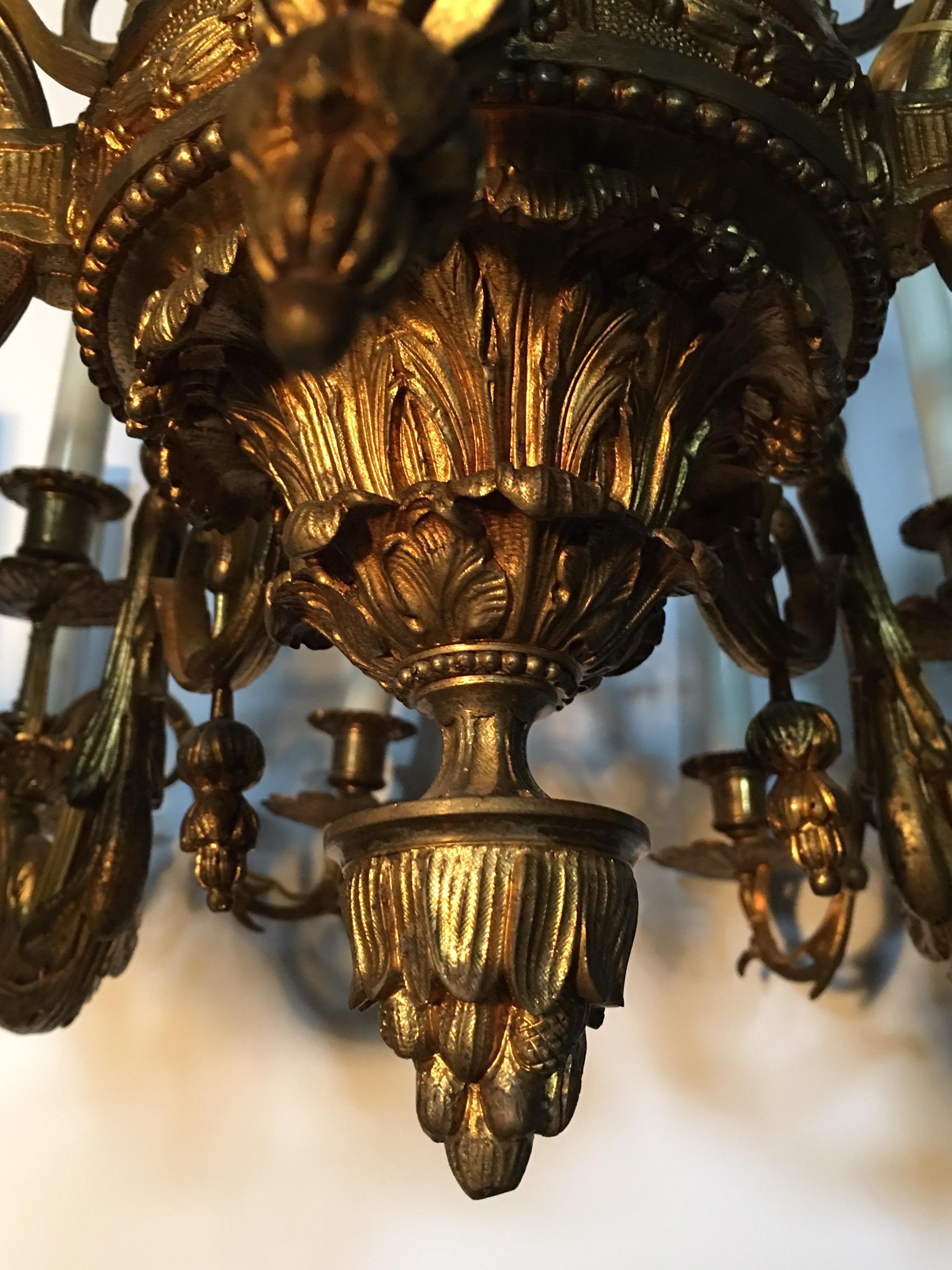 19th Century French Louis XVI Style Twenty Five Light Bronze Chandlier In Good Condition In Dallas, TX