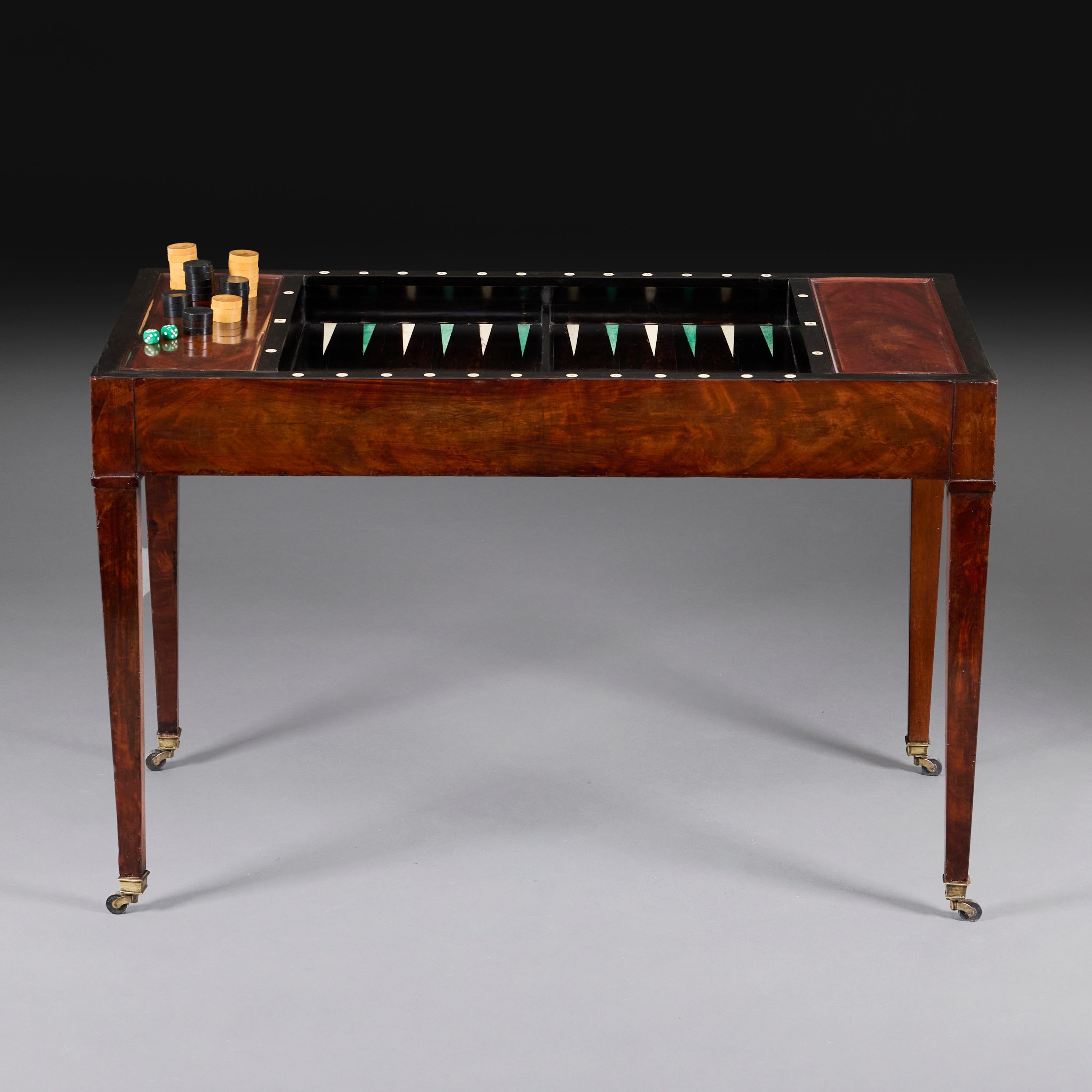 A 19th Century French Mahogany Tric Trac Table. In Good Condition For Sale In London, GB