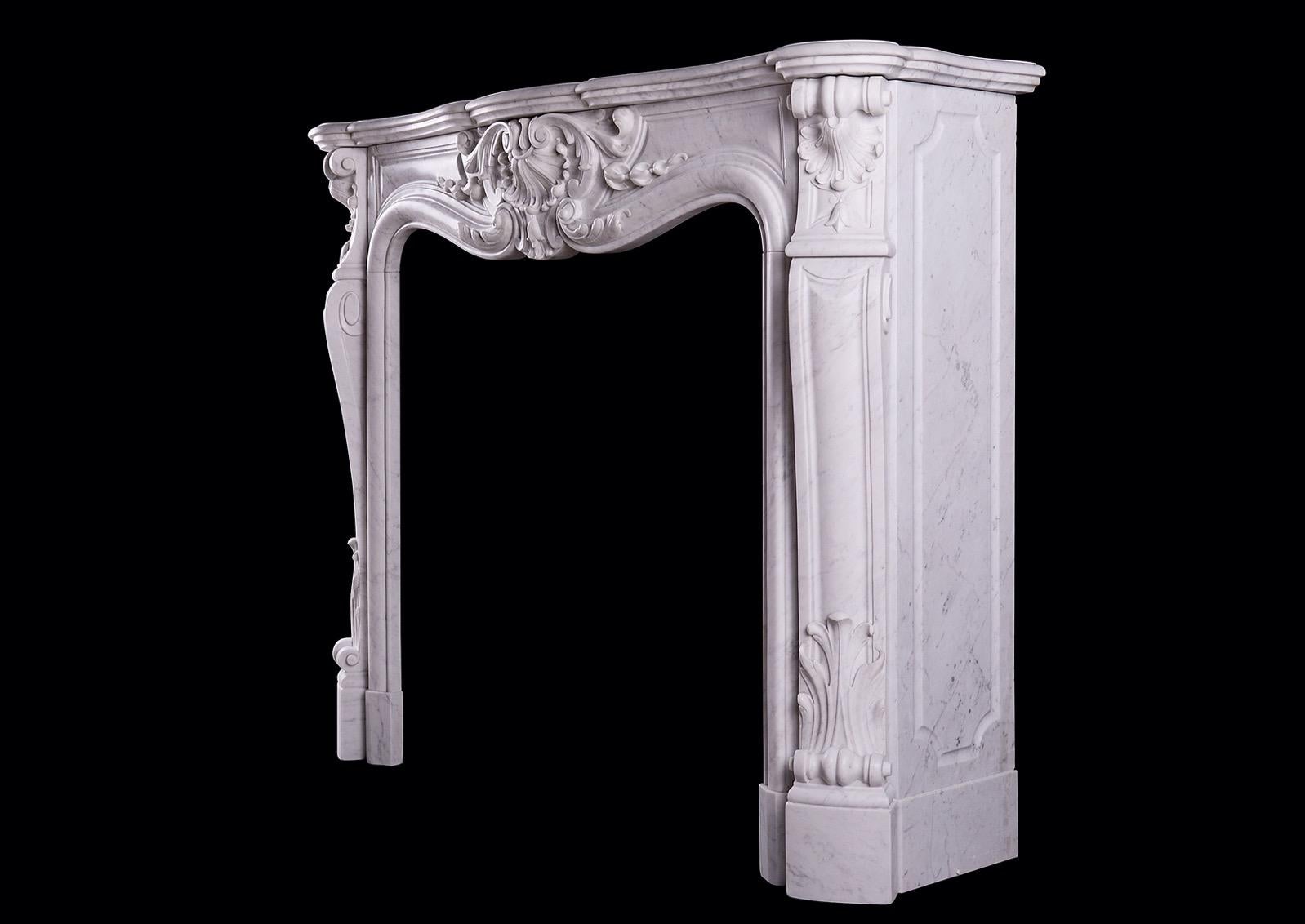 19th Century French Marble Fireplace in the Louis XV Manner 1