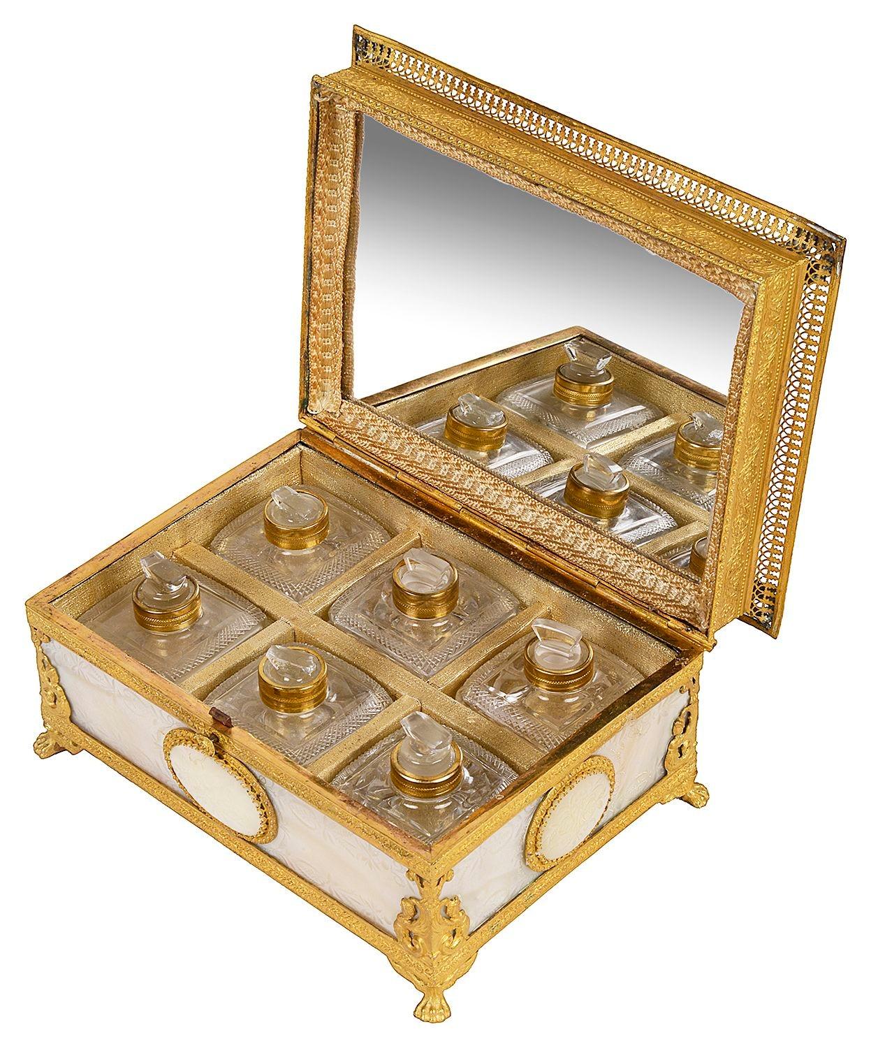 Inlay 19th Century French Mother-of-Pearl and Ormolu 'Palais Royal' Perfum For Sale