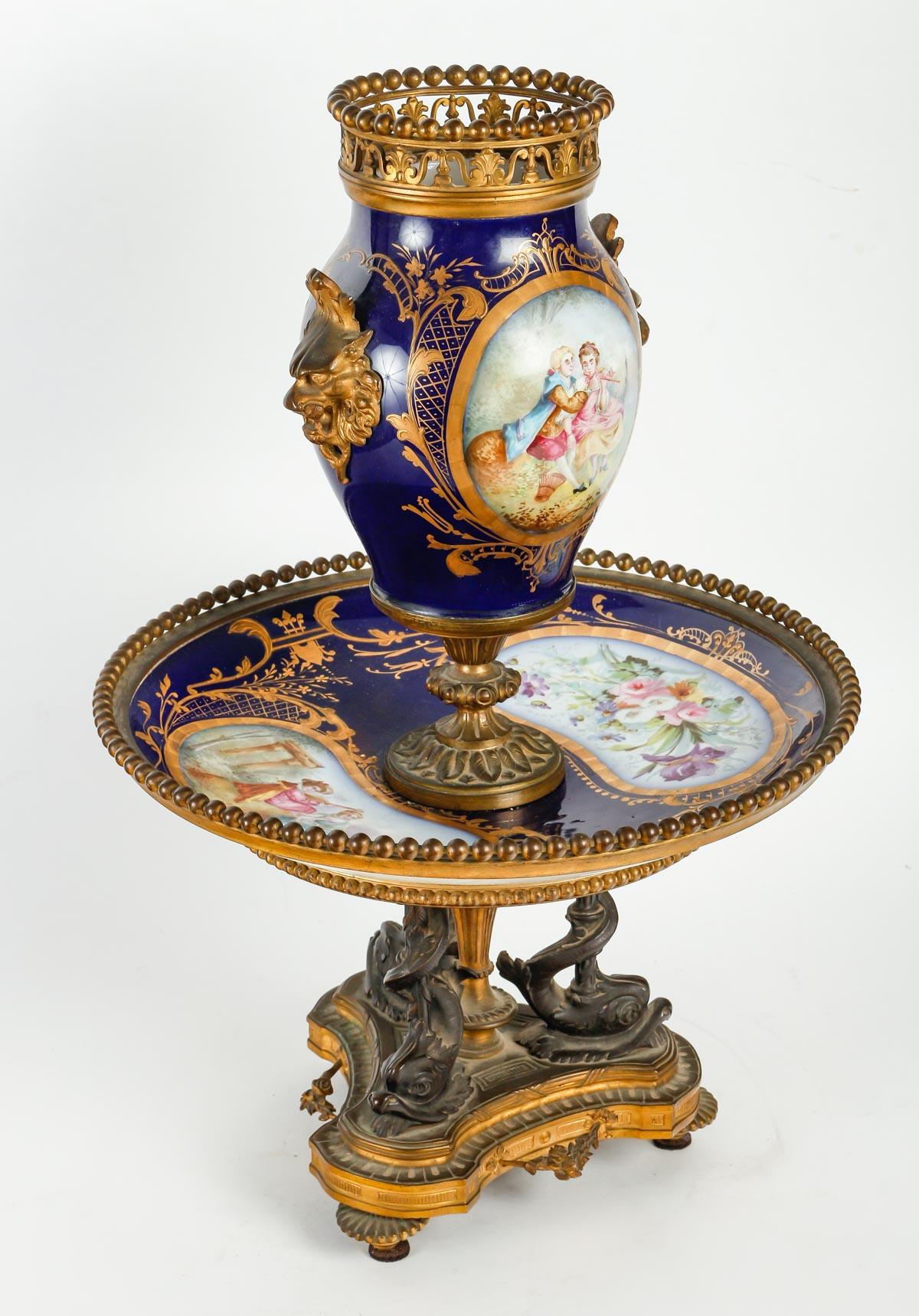Gilt A 19th Century French Napoléon III Sèvres Porcelain Surtout de Table