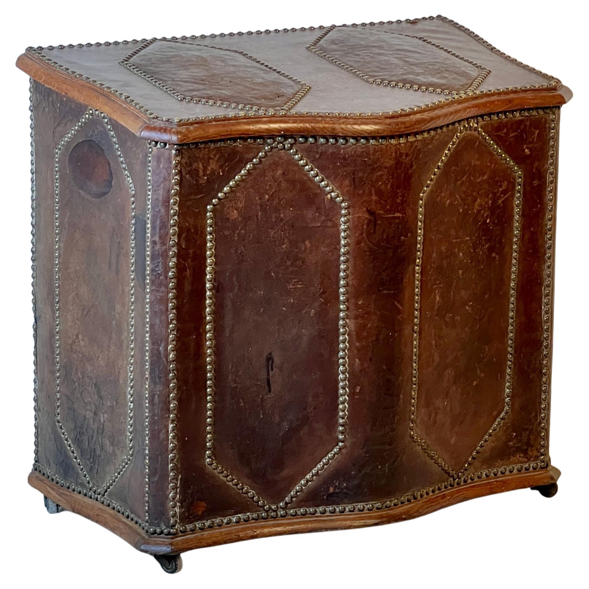 A 19th Century French Oak And Leather Log Or Storage Box