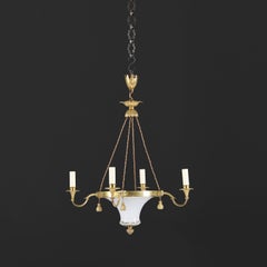 A 19th Century French Opaline Glass and Ormolu Chandelier