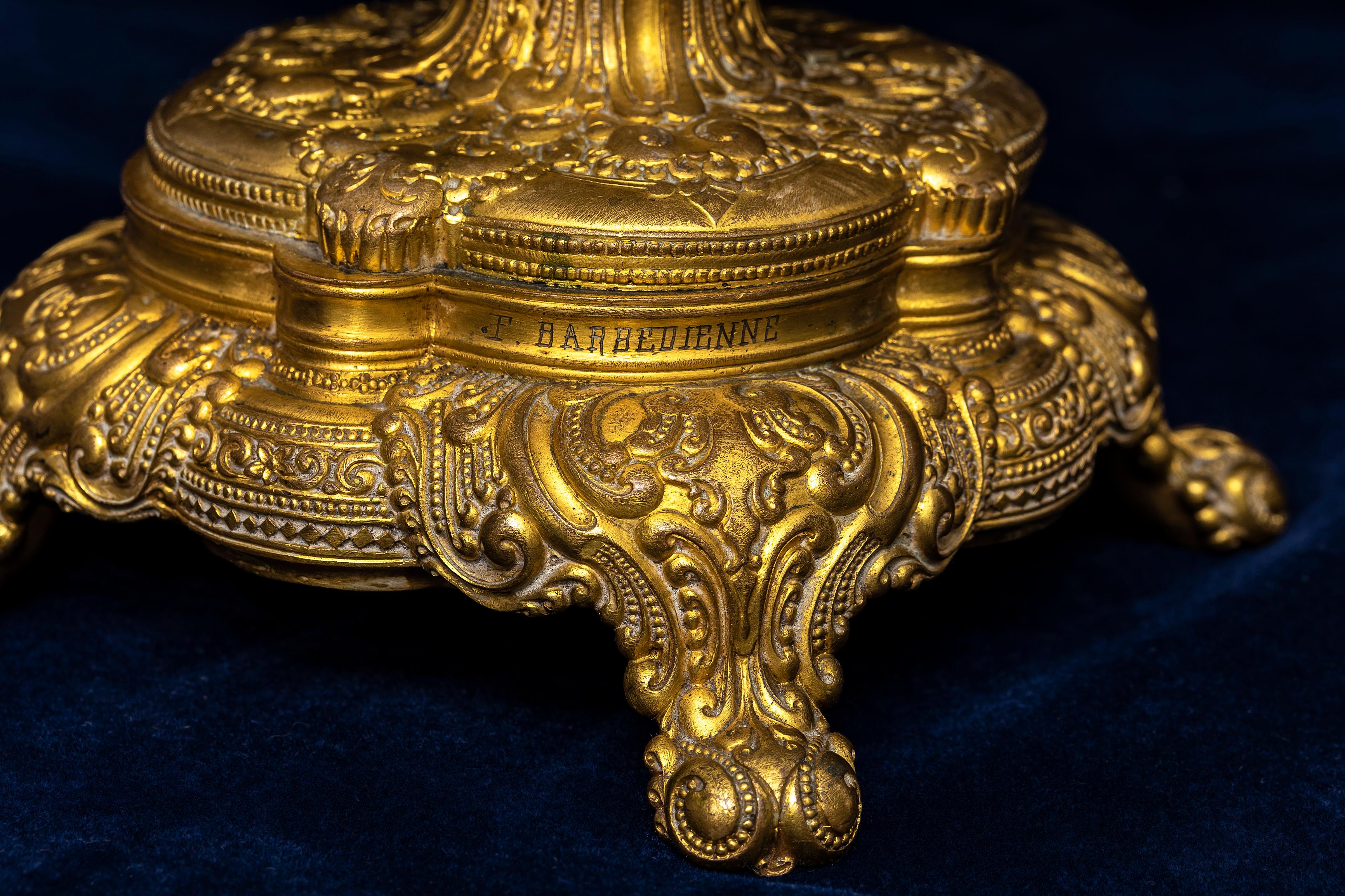 Bronzo Lampada con manico di elefante in ormolu francese del XIX secolo, firmata F. Barbedienne in vendita