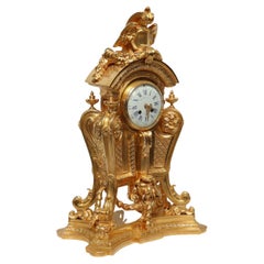 Beeindruckende französische Goldbronze-Uhr von Maison Marnyhac aus dem 19. Jahrhundert