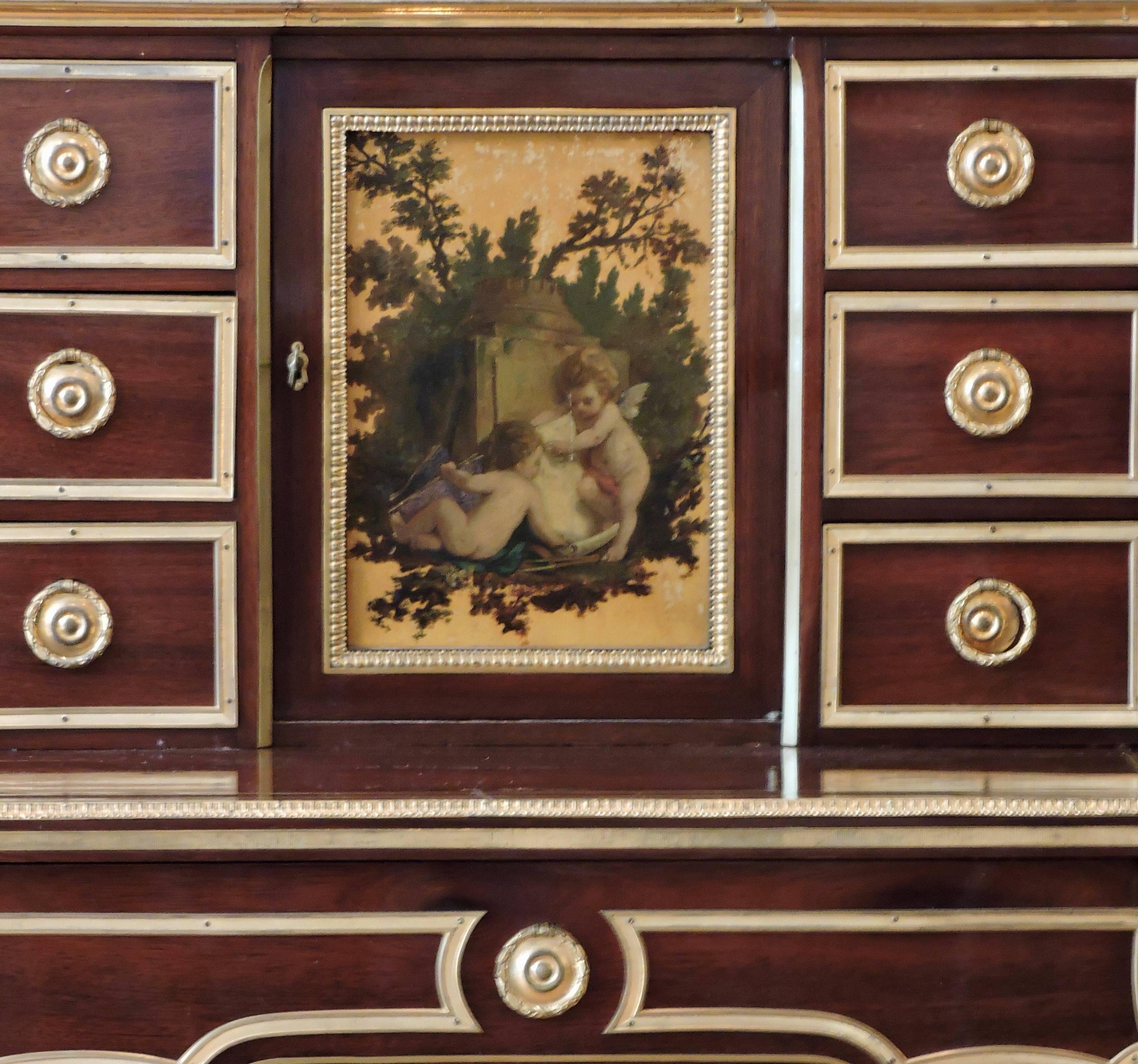 19th Century French Ormolu-Mounted Mahogany and Vernis Martin Bonheur du Jour In Fair Condition In Saint-Ouen, FR
