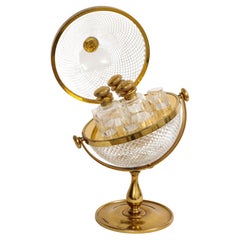 19th Century French Ormolu Mounted Rounded Globe Style Tantalus Liquor Set
