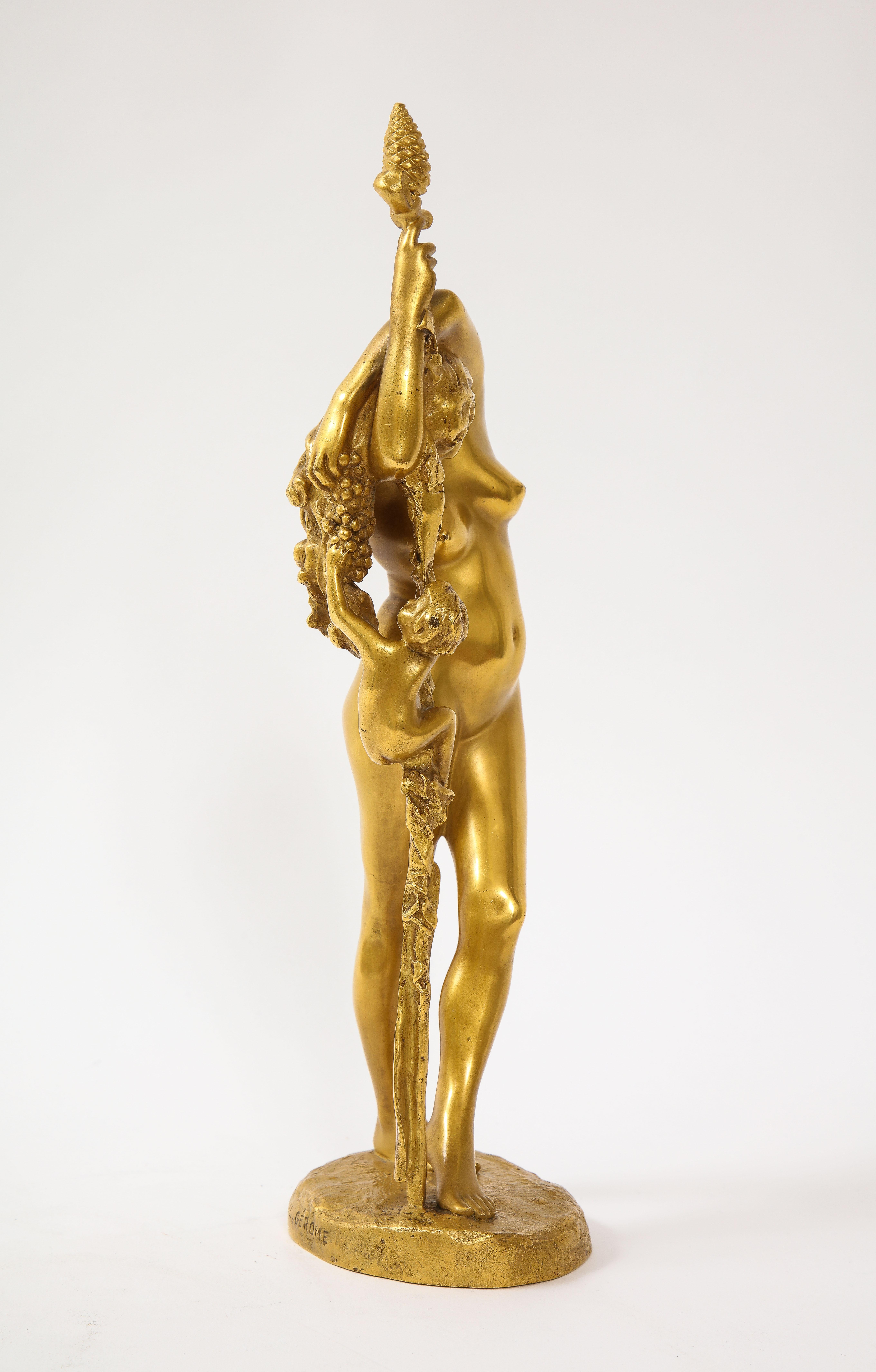 Doré Sculpture en bronze doré du 19ème siècle représentant une Baccante, par Jean-Léon Gérôme en vente