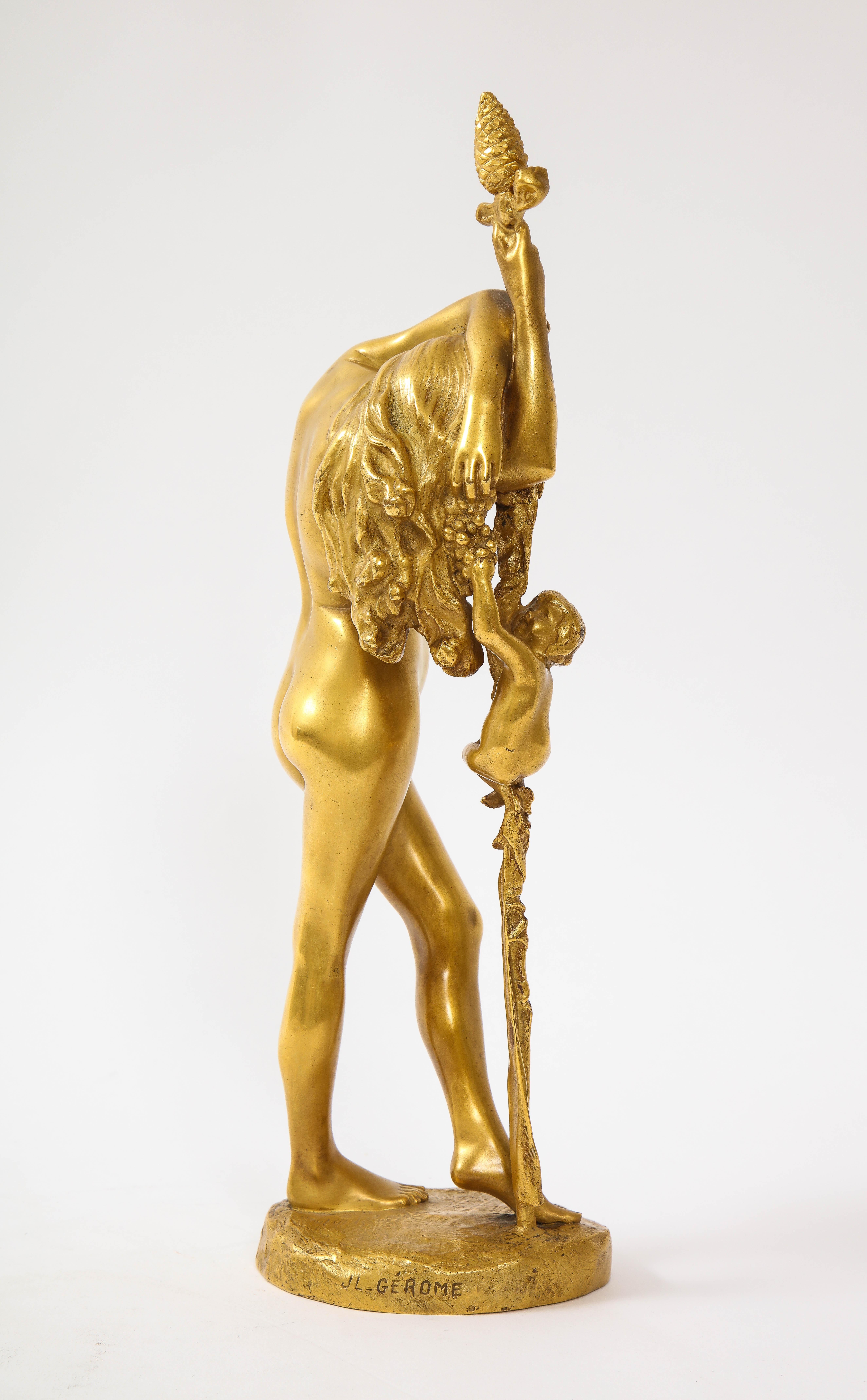Fin du XIXe siècle Sculpture en bronze doré du 19ème siècle représentant une Baccante, par Jean-Léon Gérôme en vente