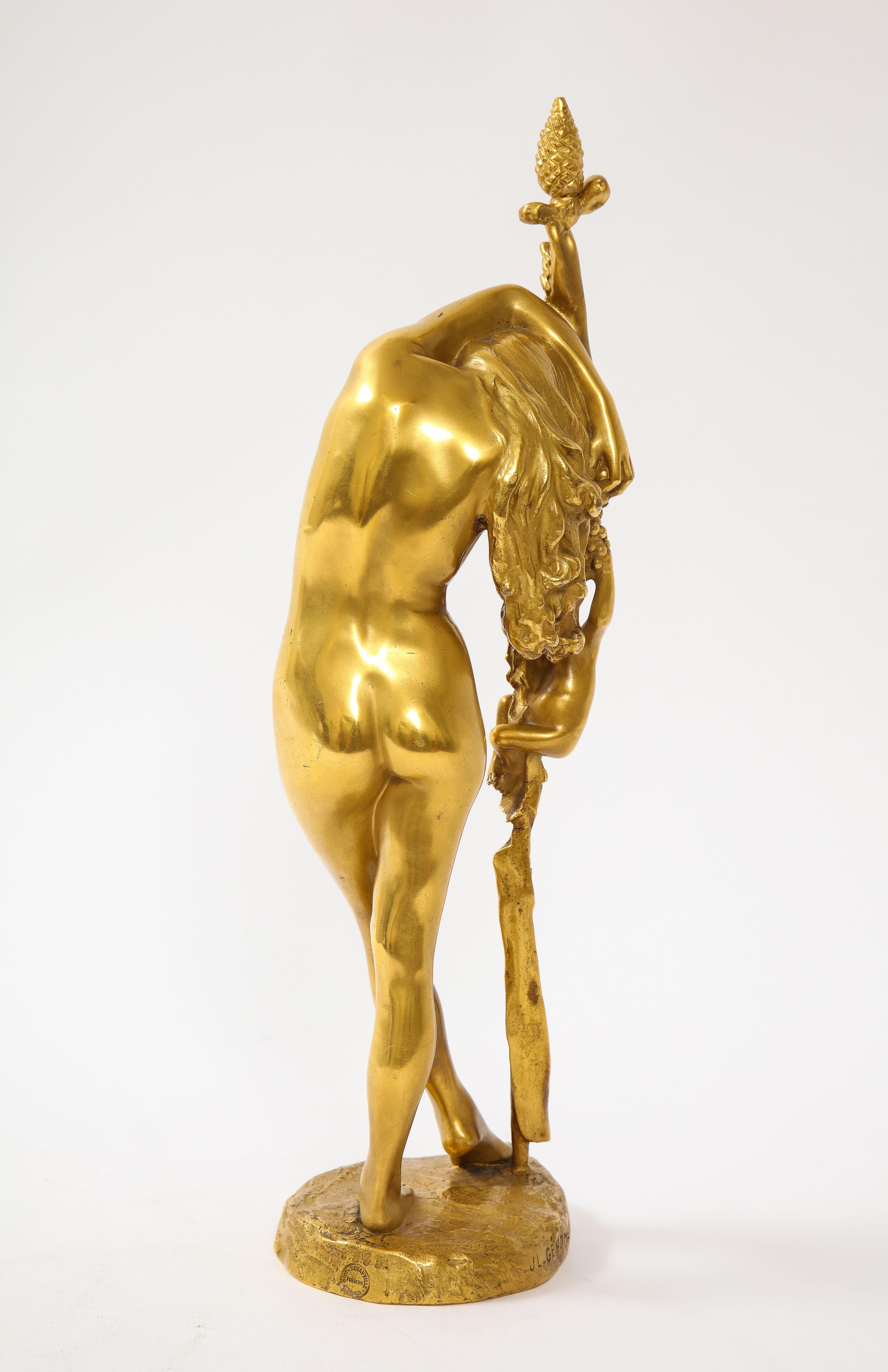 Bronze Sculpture en bronze doré du 19ème siècle représentant une Baccante, par Jean-Léon Gérôme en vente