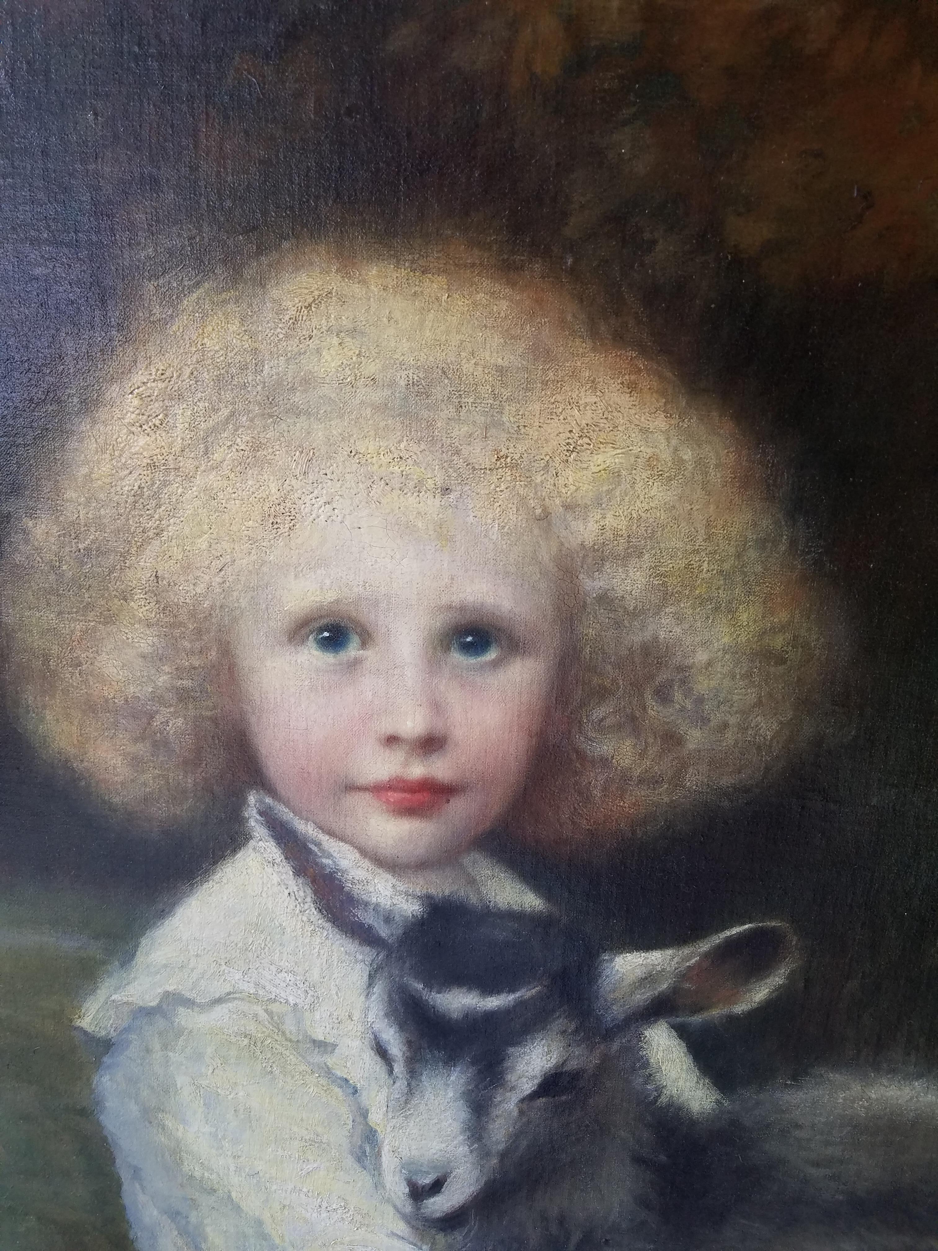 Late Victorian 19th Century French Painting of an Aristocratic Young Boy with His Pet Goat