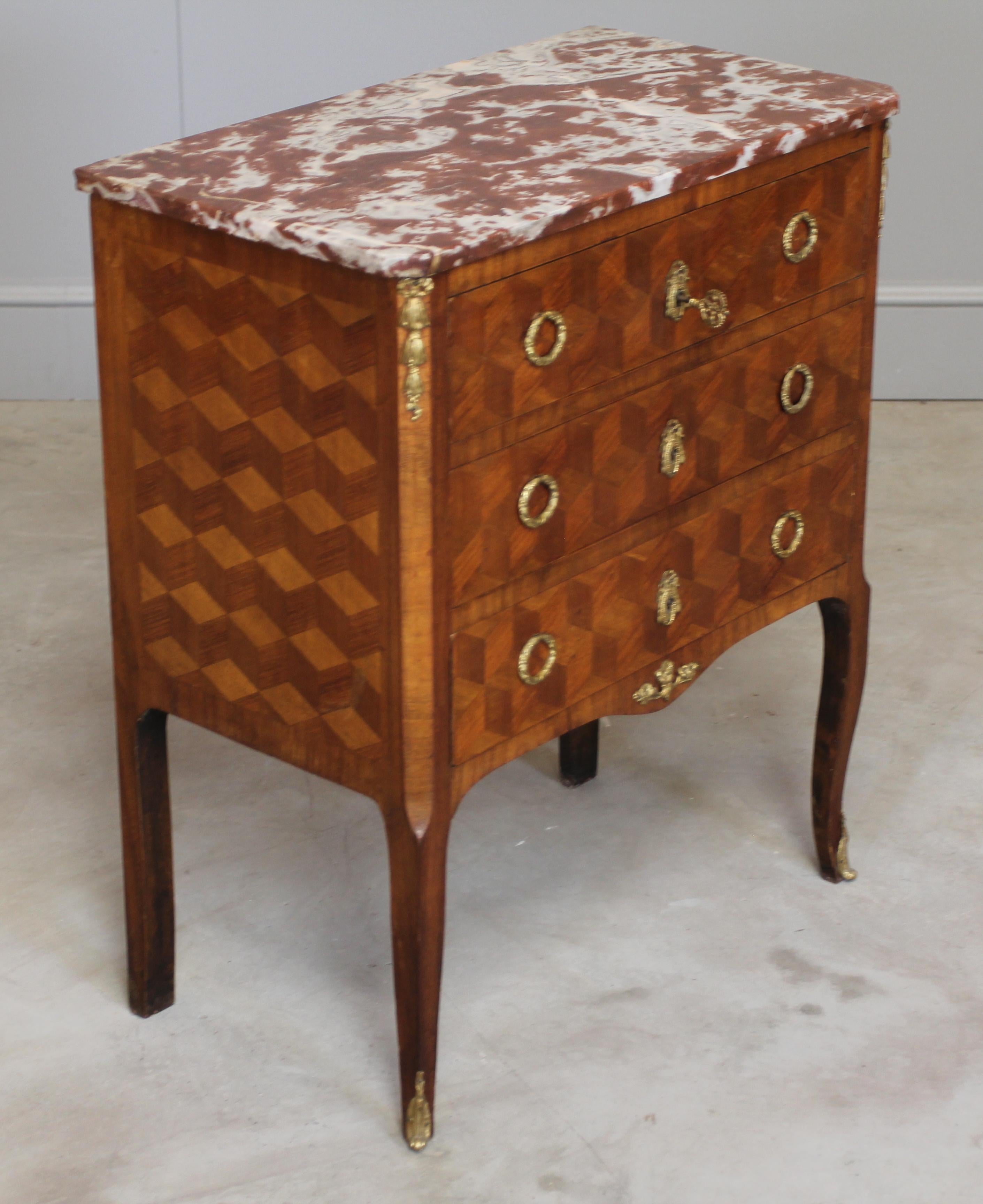 19th Century French Parquetry Chest of Drawers  In Good Condition For Sale In Swindon, GB