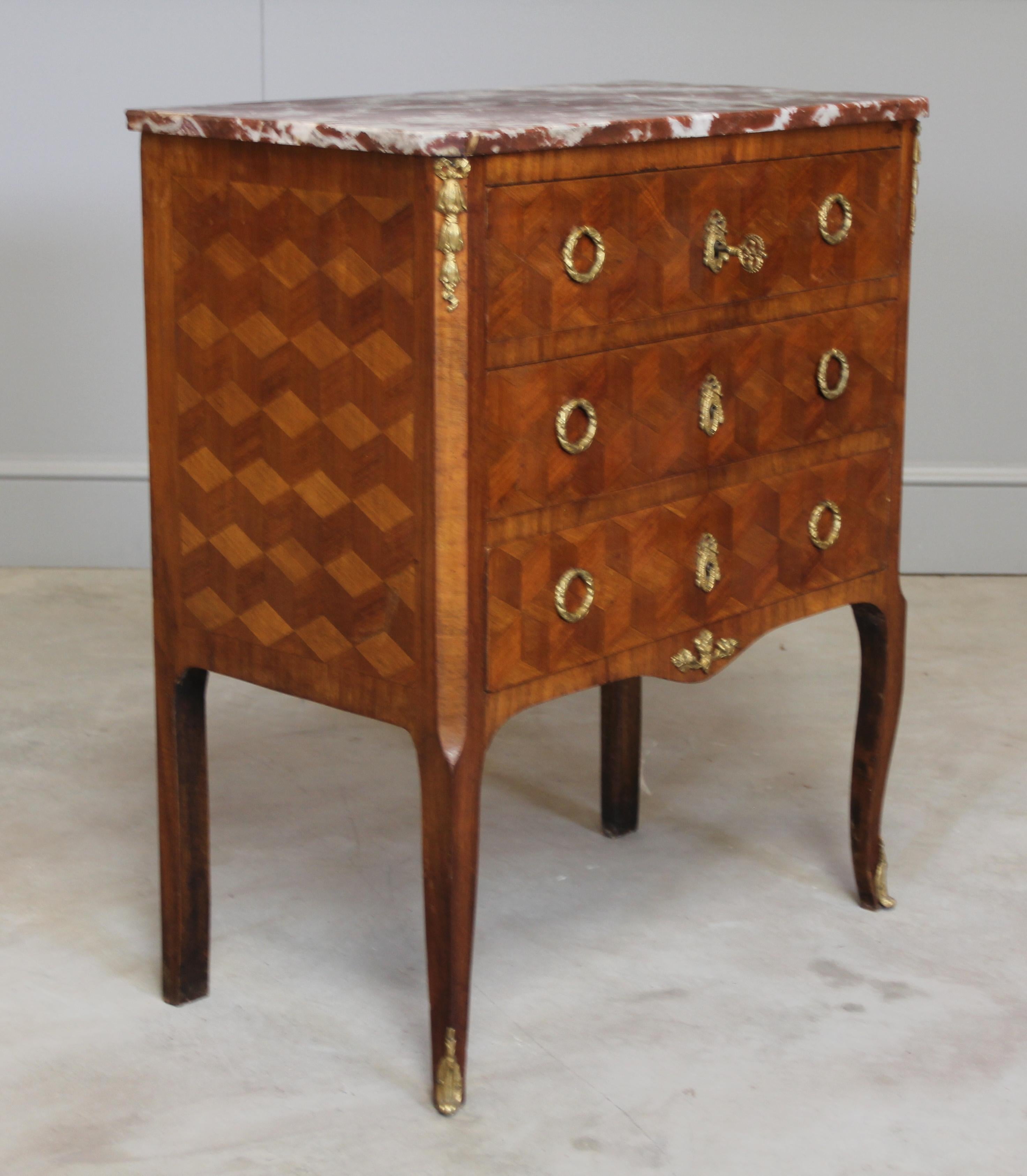 Late 19th Century 19th Century French Parquetry Chest of Drawers  For Sale