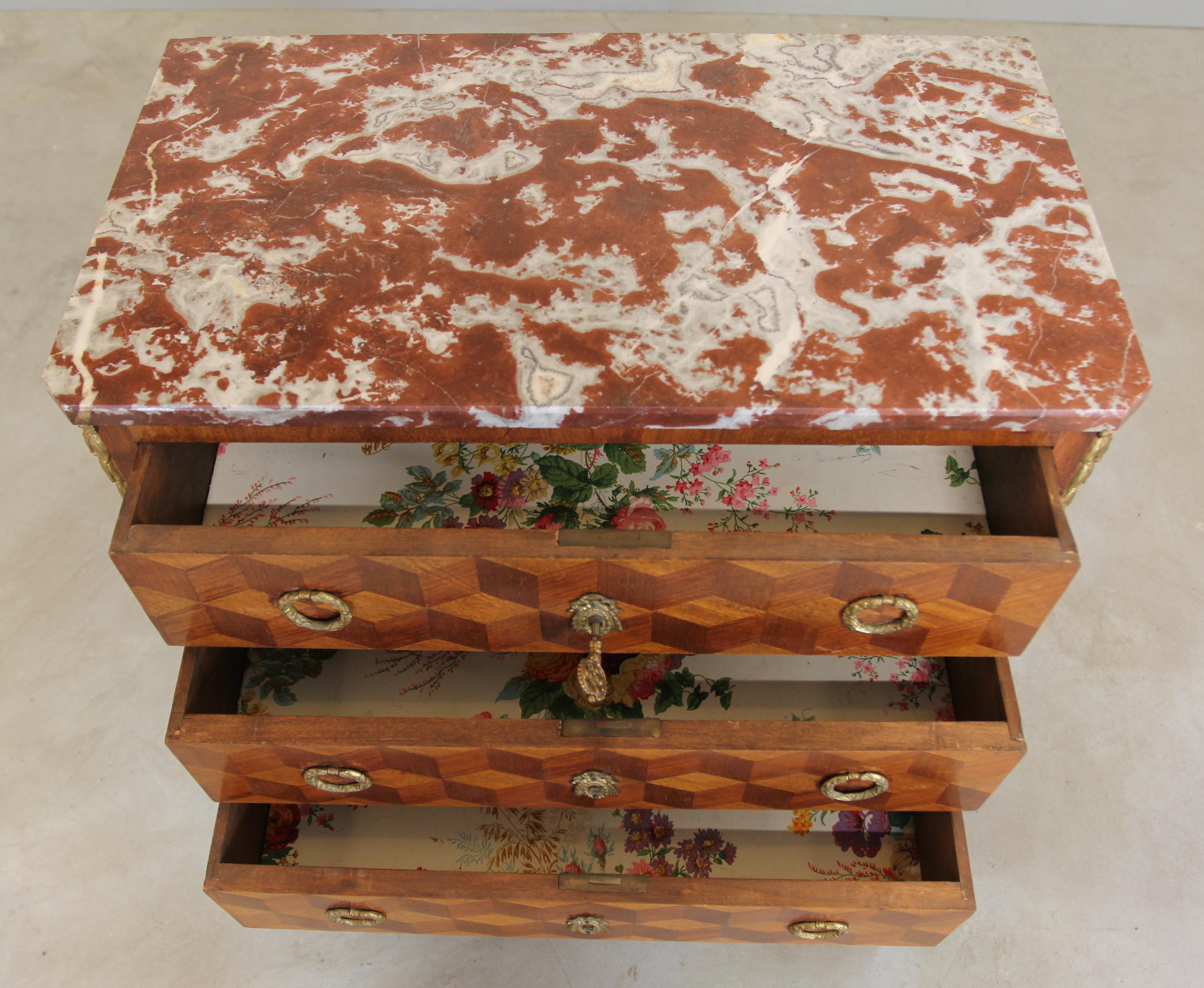 19th Century French Parquetry Chest of Drawers  For Sale 1